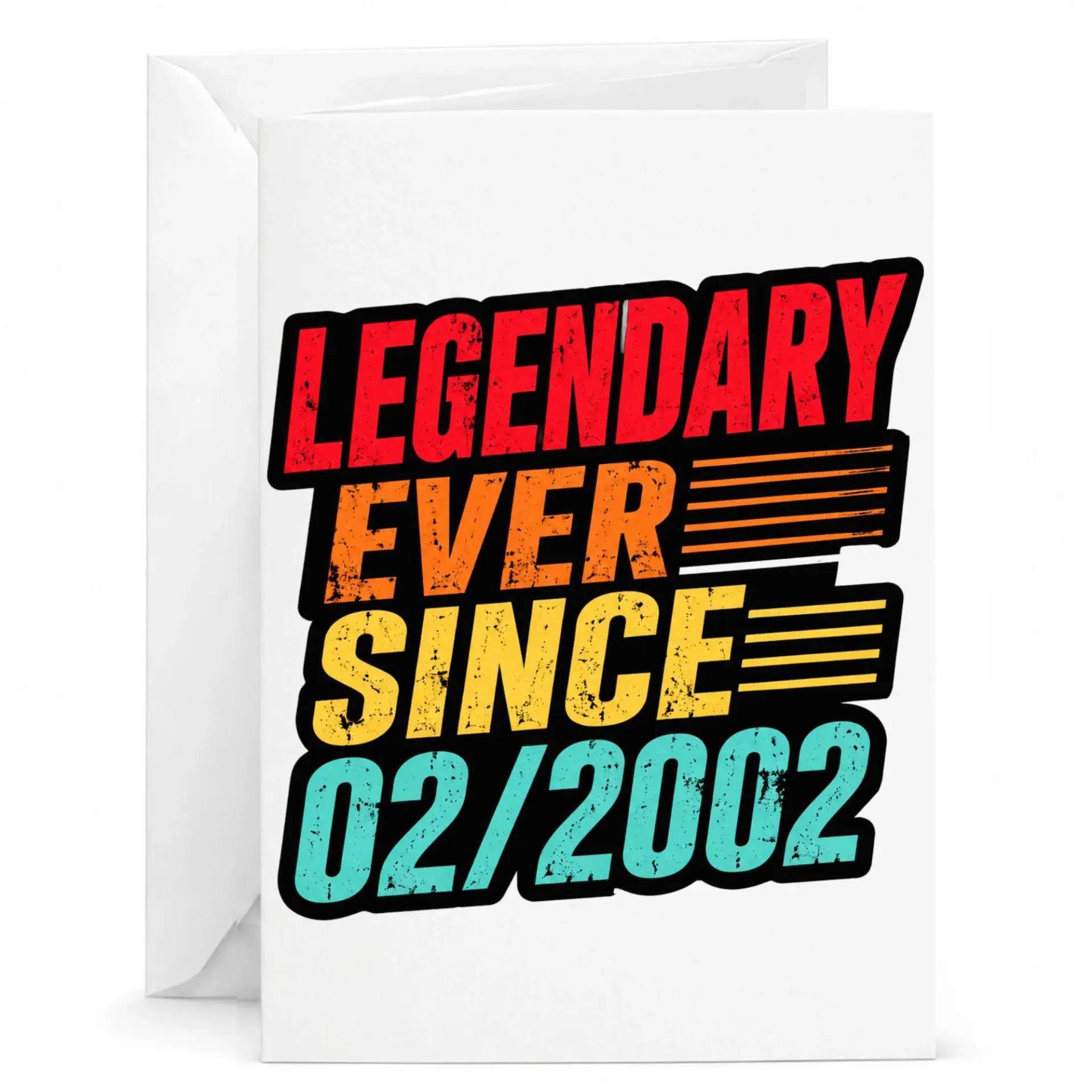 Greeting Card Legendary Ever Since 02/2002 Vintage Style Birthday Anniversary Gift for Him or Her 5x7 Folded Note