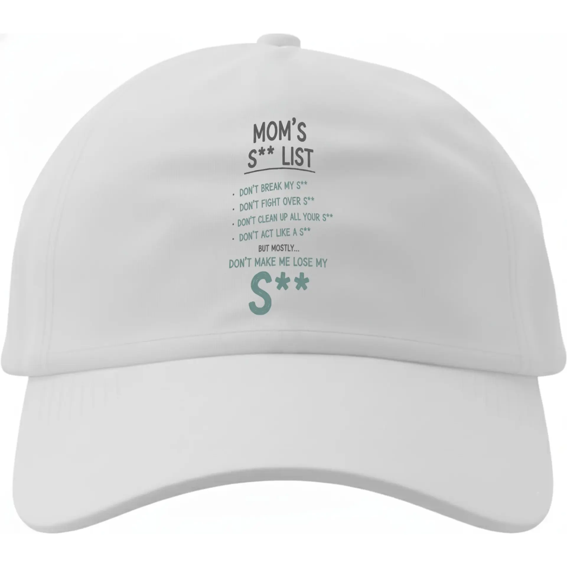 Baseball Cap Funny Mom S** List Graphic Hat Casual Unisex Cotton Adjustable Low Profile Structured Dad Hat Headwear White