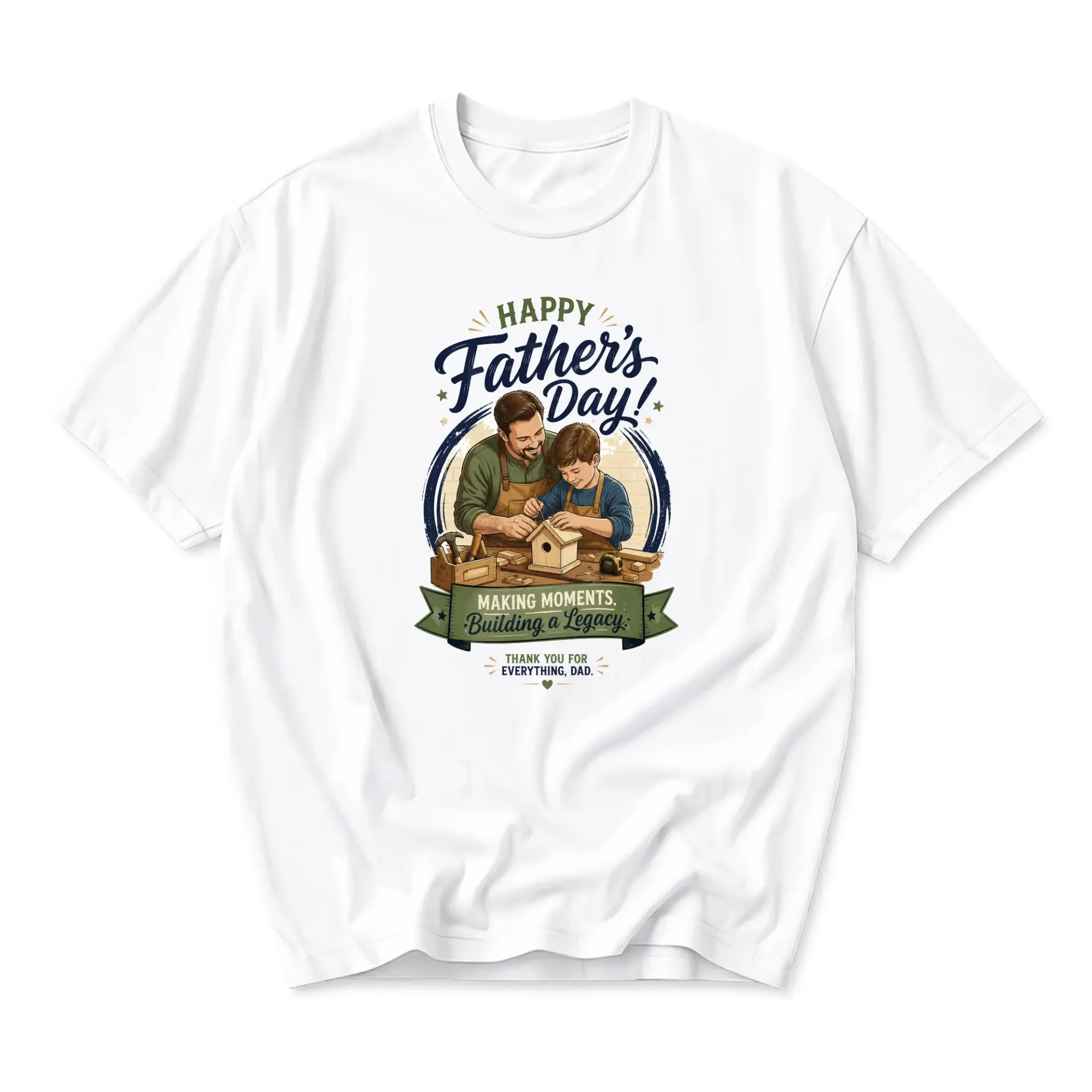 Graphic Tee Happy Father Day Making Building a Unisex Crew Neck Casual Everyday Short Sleeve Shirt