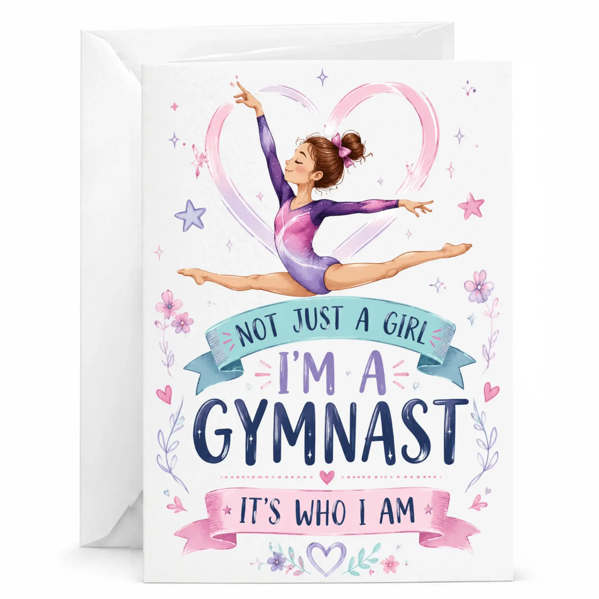 Inspirational Gymnast Greeting Card Featuring Artistic Gymnastics Illustration for Encouragement and Celebration