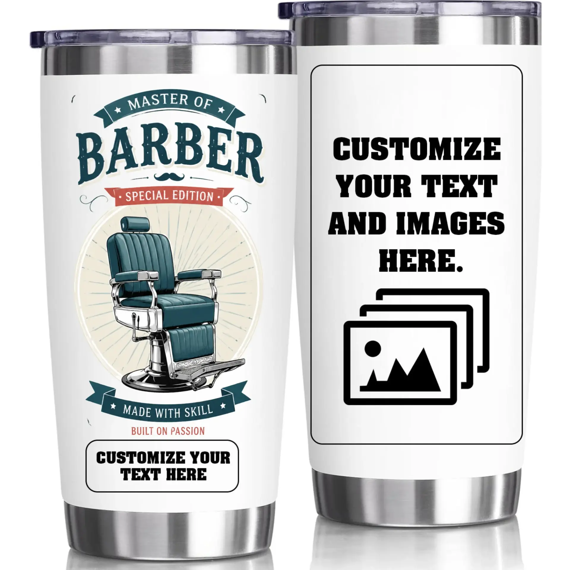 Stainless Steel Tumbler for Barbers 20oz Insulated Cup Custom Design Professional Hair Stylist Gift Travel Drinkware