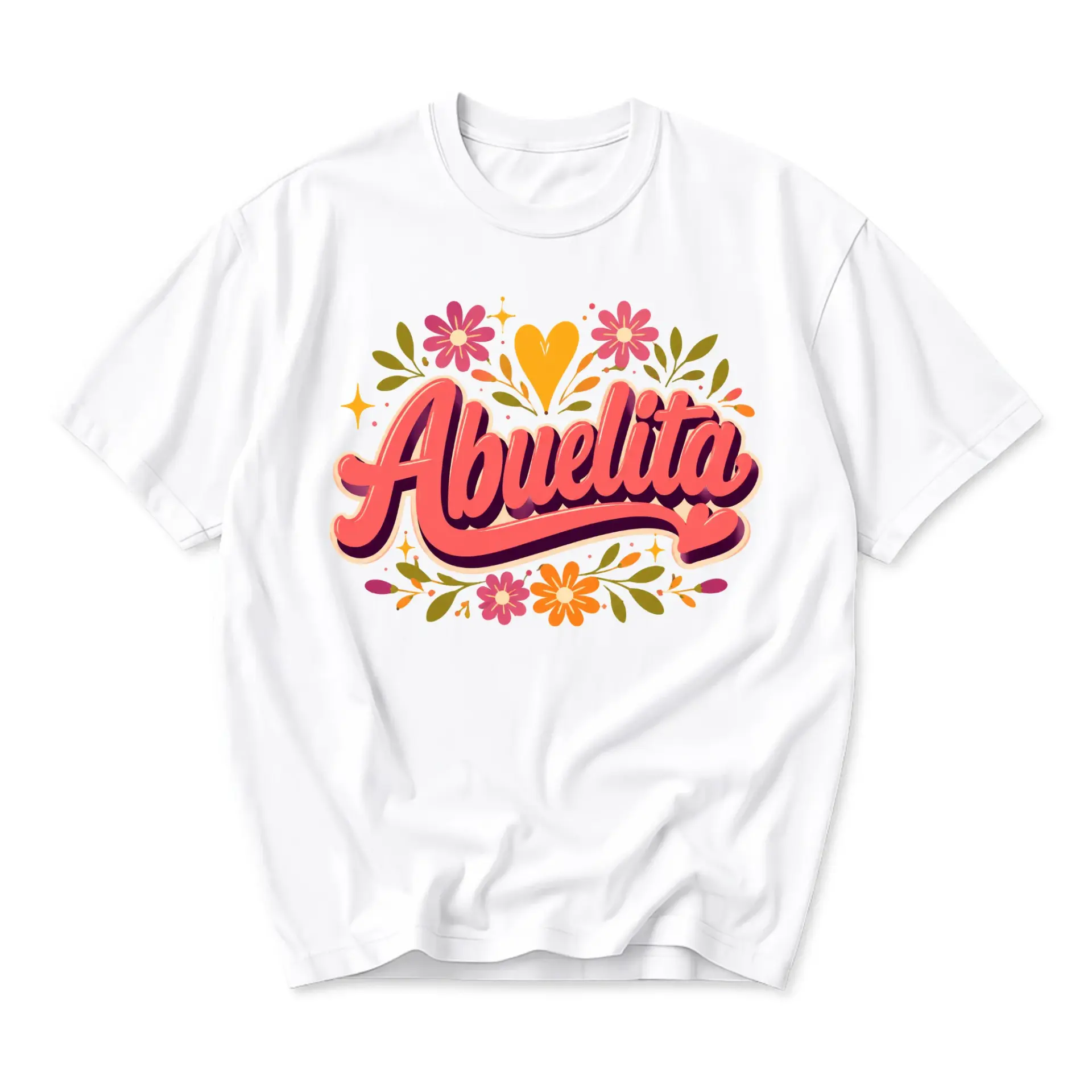 Graphic Tee Abuelita Floral Art Unisex Cotton Crew Neck Casual Summer Short