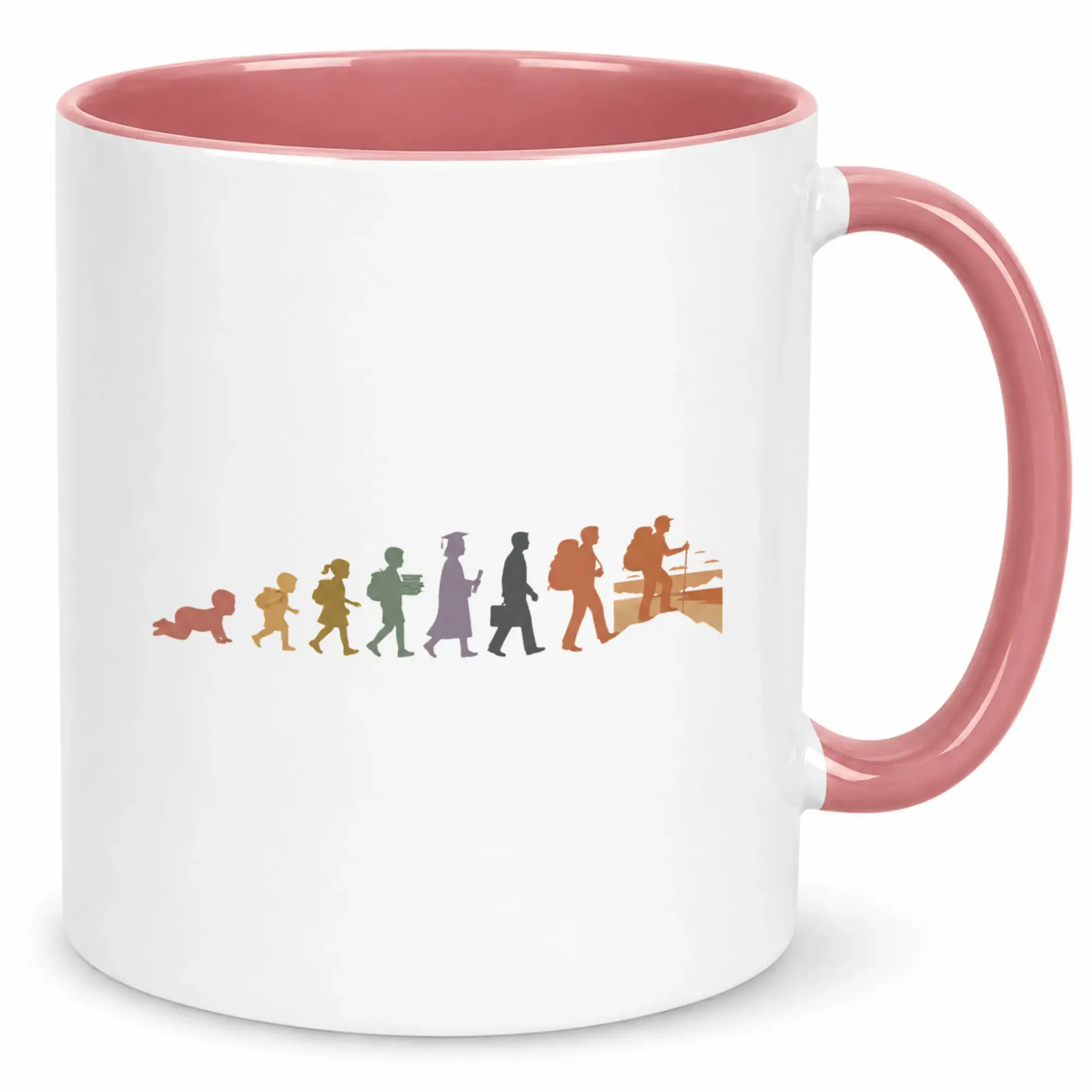 Ceramic Coffee Mug with Life Design Human Progression to Hiker Unique Inspirational Beverage Cup for Home Office
