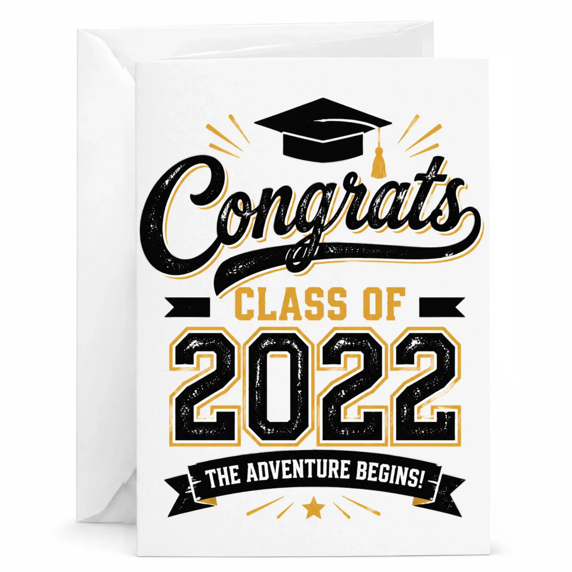 Congrats of 2022 Graduation Card Achievement Greeting with White Envelope 5x7 Inches