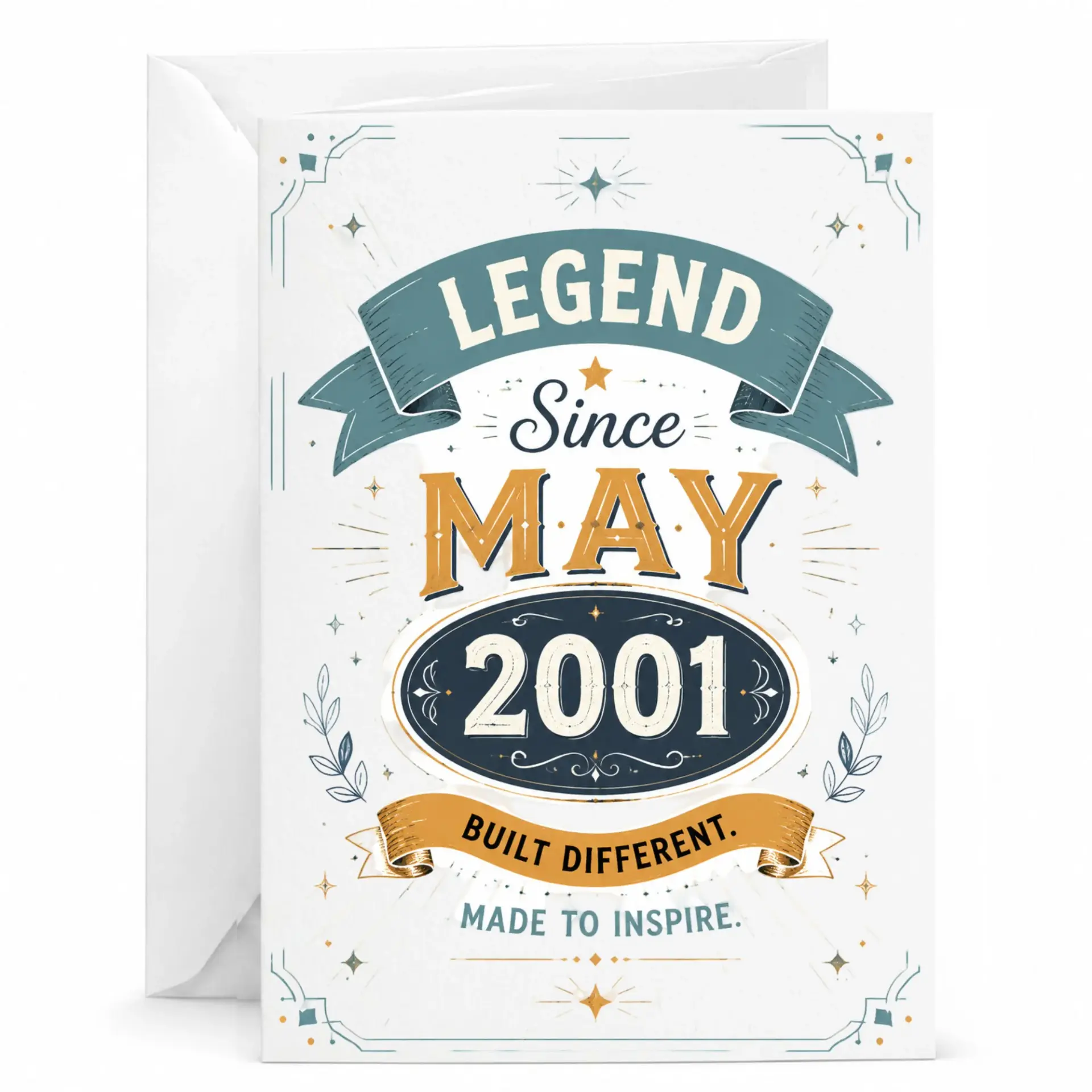 Birthday Card Legend Since May 2001 Vintage Inspired Greeting Card for Milestone Celebration and Special Anniversary