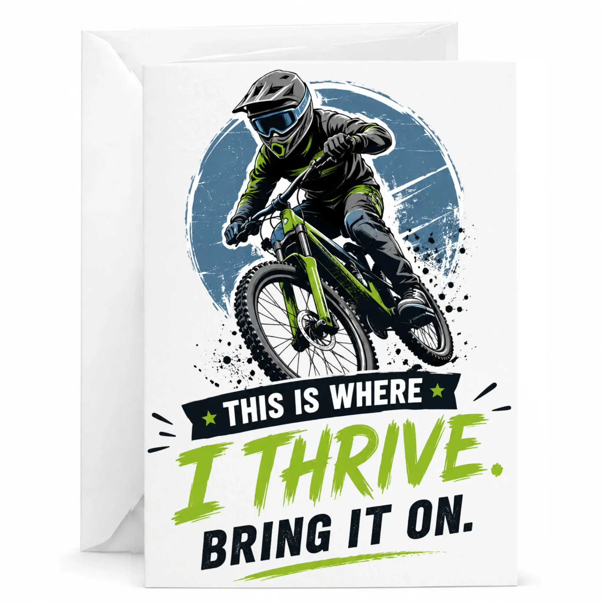 Mountain Biking Greeting Card for Outdoor Enthusiasts Cyclist Sport Enthusiast Adventure Themed Note