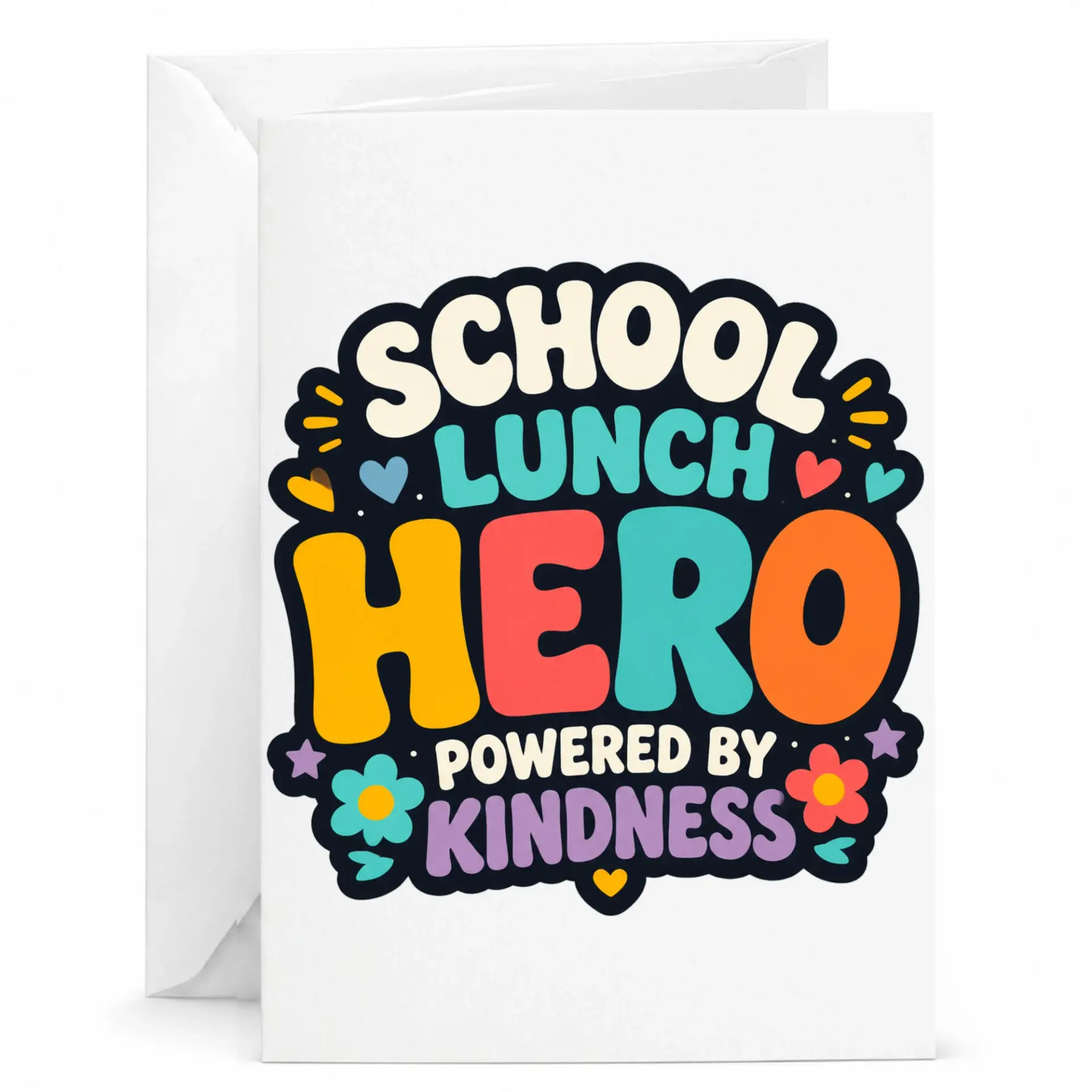 Greeting Card School Lunch Powered by Kindness Design Appreciation Note for Food Service Worker