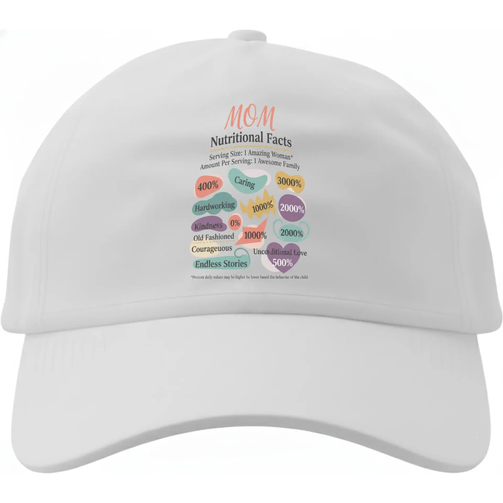 Dad Hat Baseball Cap Featuring Nutritional Facts Design for Mothers Day Gift Comfortable Cotton Unisex Headwear