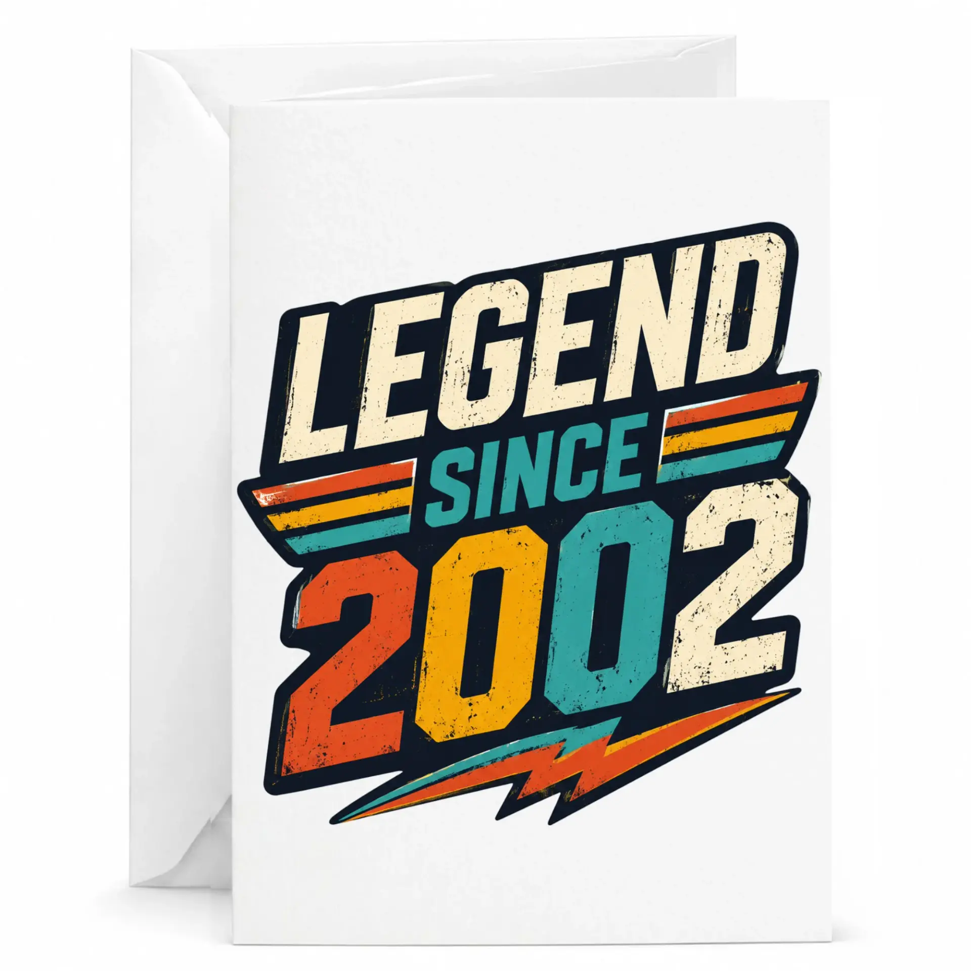 Birthday Card Legend Since 2002 Retro Style Greeting Card for Milestone Celebration with Matching White Envelope