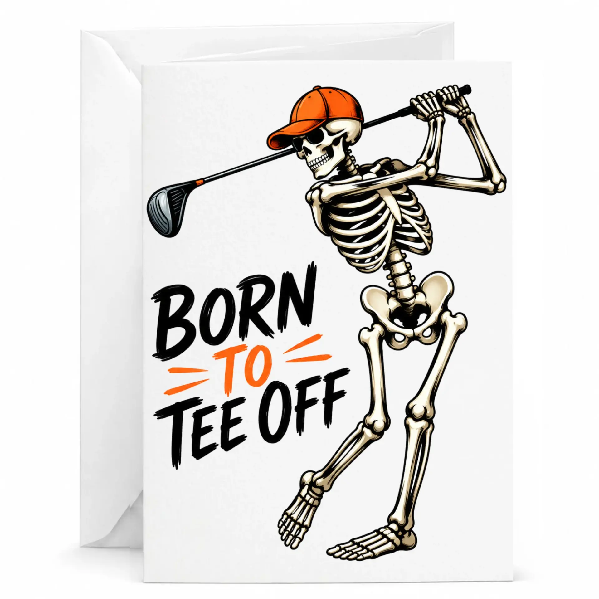 Funny Golf Birthday Card Born to Tee Off Greeting for Golfers Enthusiasts Sports Themed Stationary Men Women