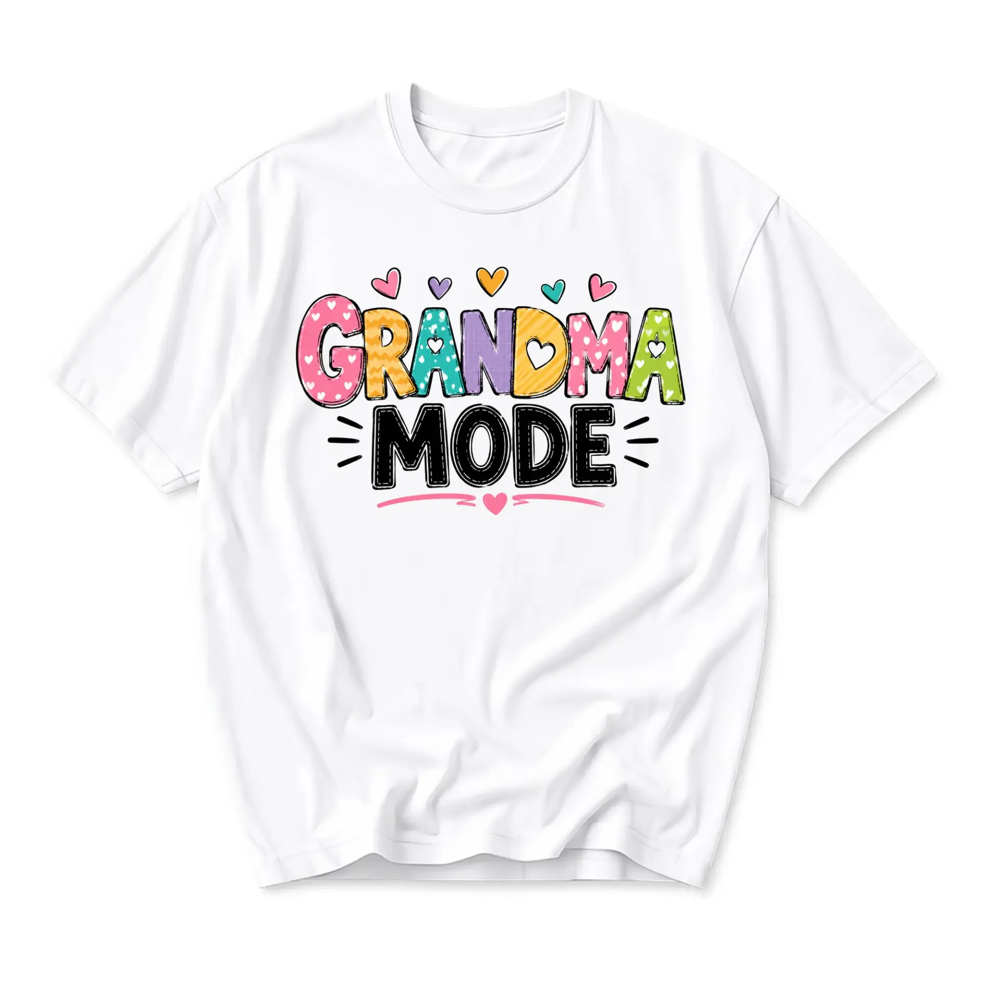 Funny Shirt Grandma Mode Graphic Tee Unisex Casual Cotton Crew Neck Top for