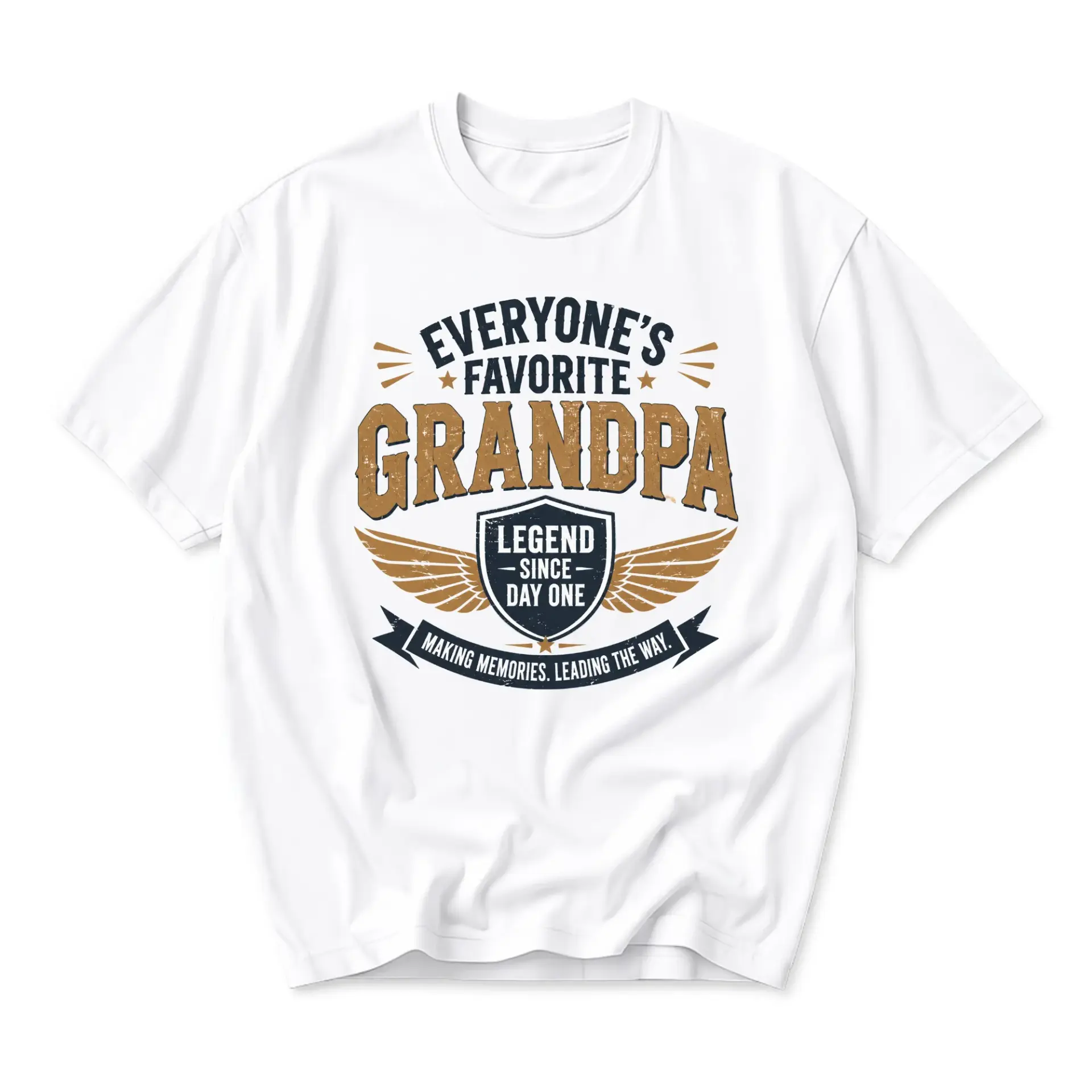 Funny Shirt Everyone's Favorite Grandpa Legend Since Day One Graphic Tee Unisex Crew Neck Casual Everyday Apparel