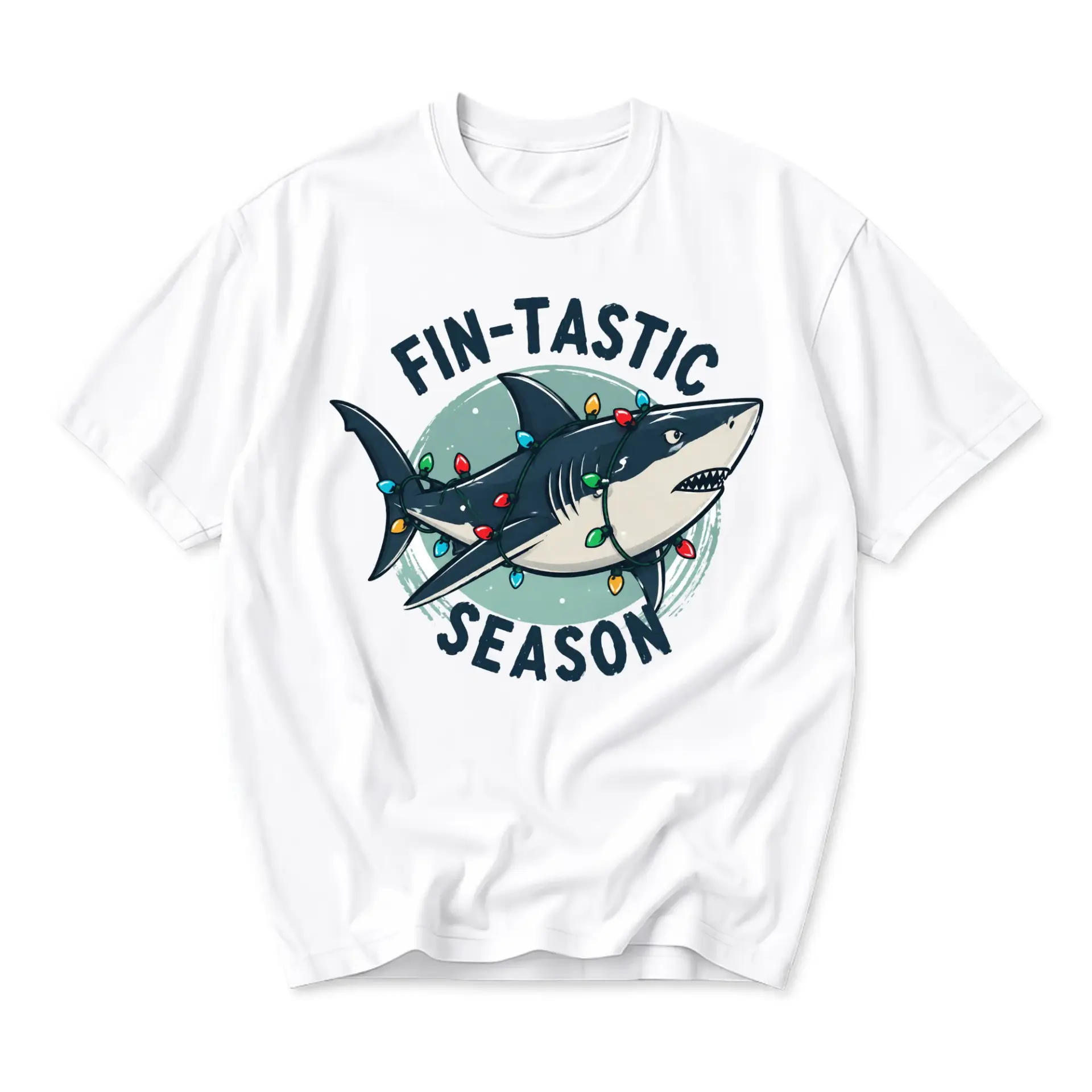 Graphic Tee Fin-Tastic Season Shark Holiday T-Shirt Unisex Crew Neck Casual Wear Soft Cotton Blend Summer Winter