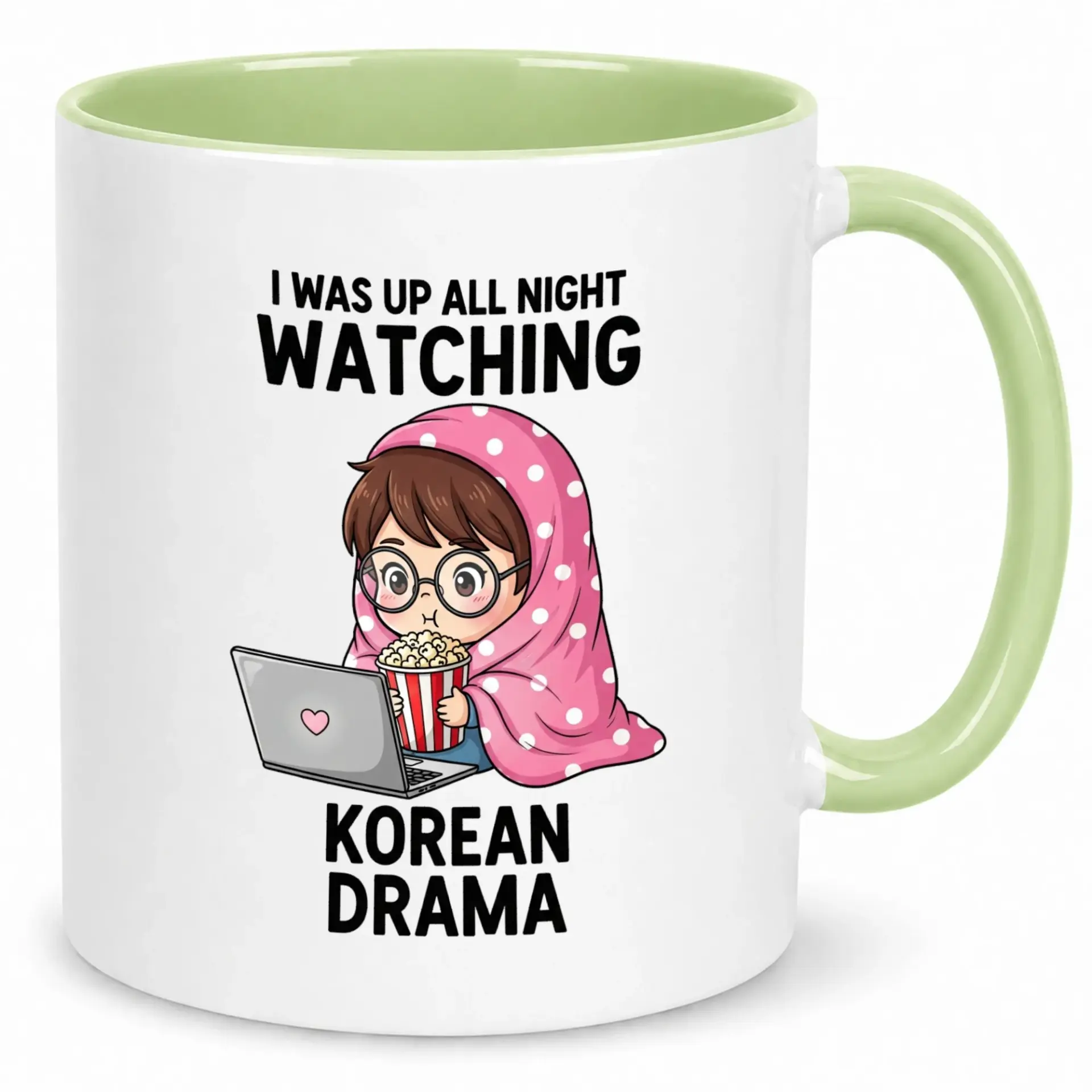 Funny Korean Drama Enthusiast Ceramic Coffee Mug, K-Drama Watching Novelty Tea Cup for Home or Office