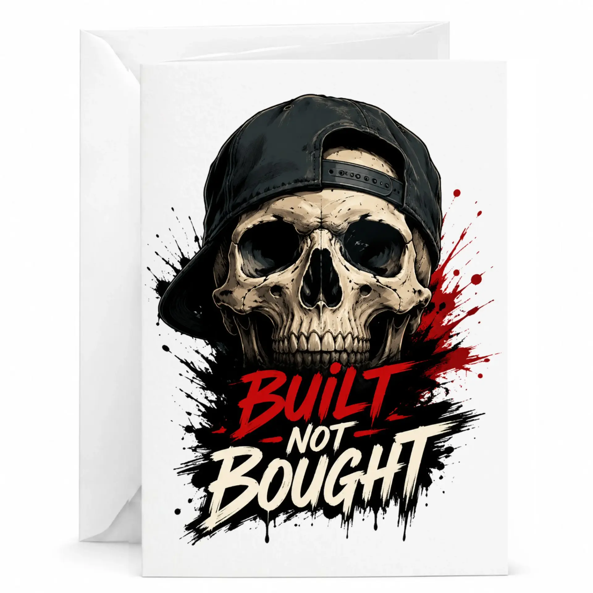 Funny Skull Greeting Card Built Not Bought Artistic Design Premium Heavyweight Stationery for Any Special Occasion