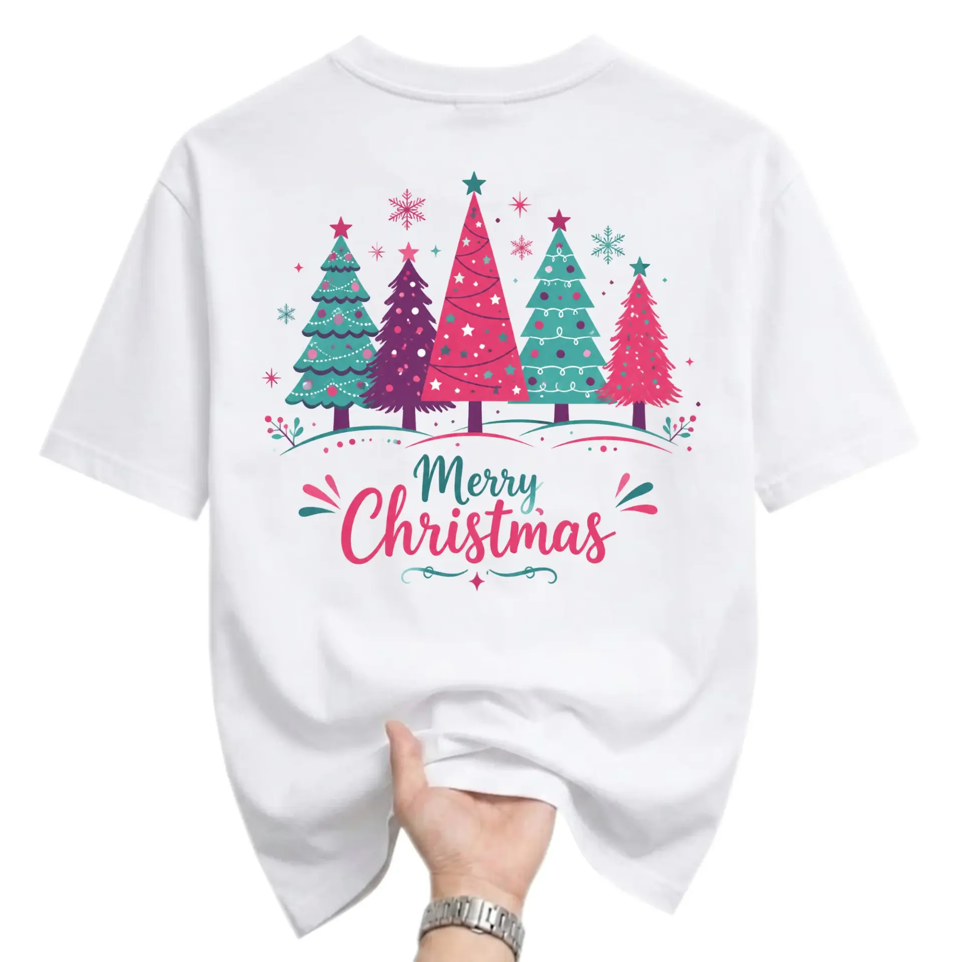 Graphic Tee Merry Christmas Tree Holiday Shirt Unisex Casual Crew Neck Soft