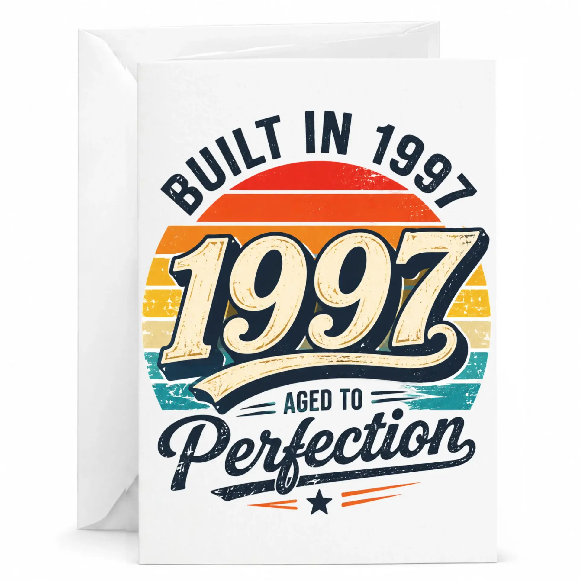 Birthday Card Built in 1997 Aged to Perfection Retro Vintage Style Greeting Card for Milestone Birthday Celebration