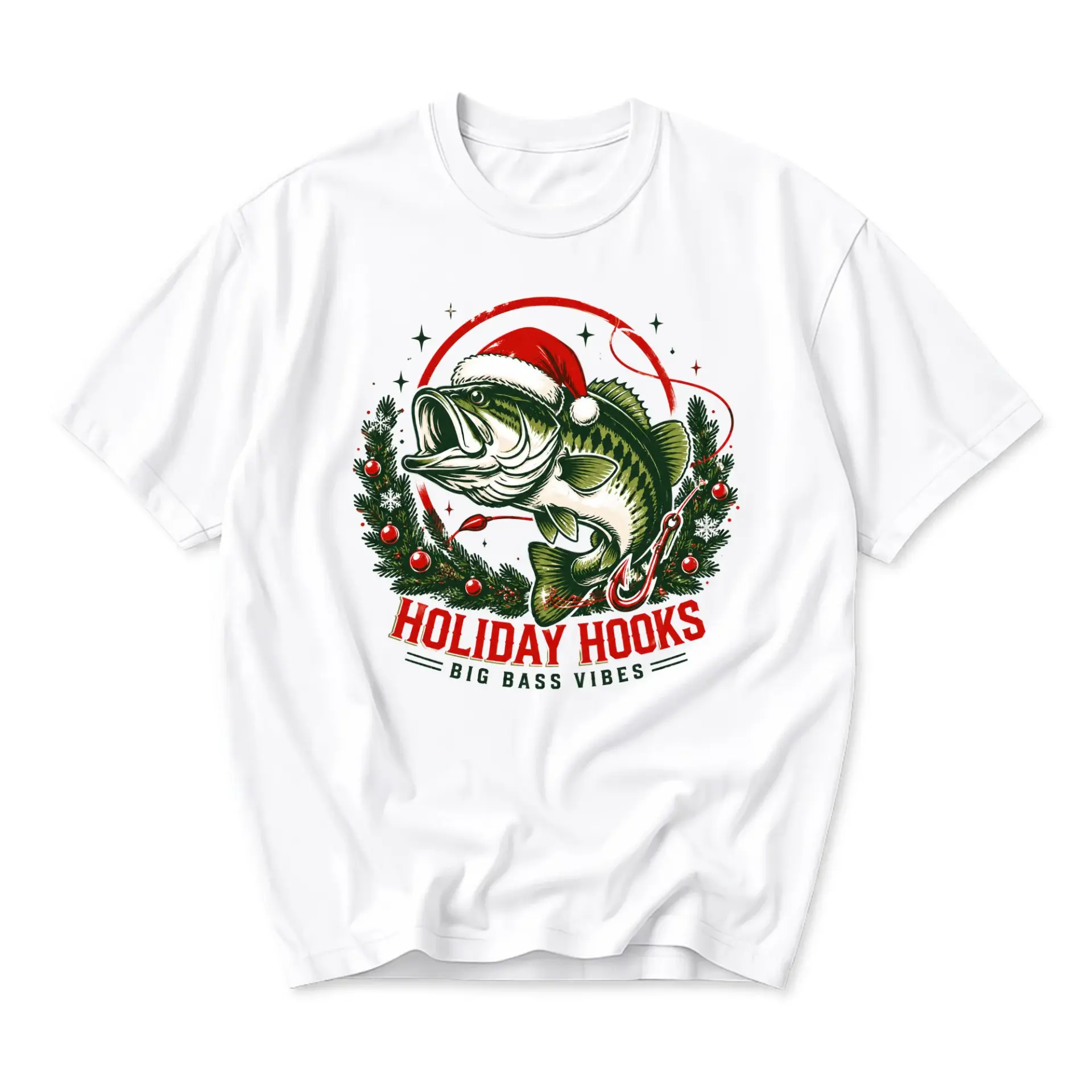 Graphic Tee Holiday Hooks Big Fishing Lover Unisex Crew Neck Short Sleeve Shirt for Casual Outfits