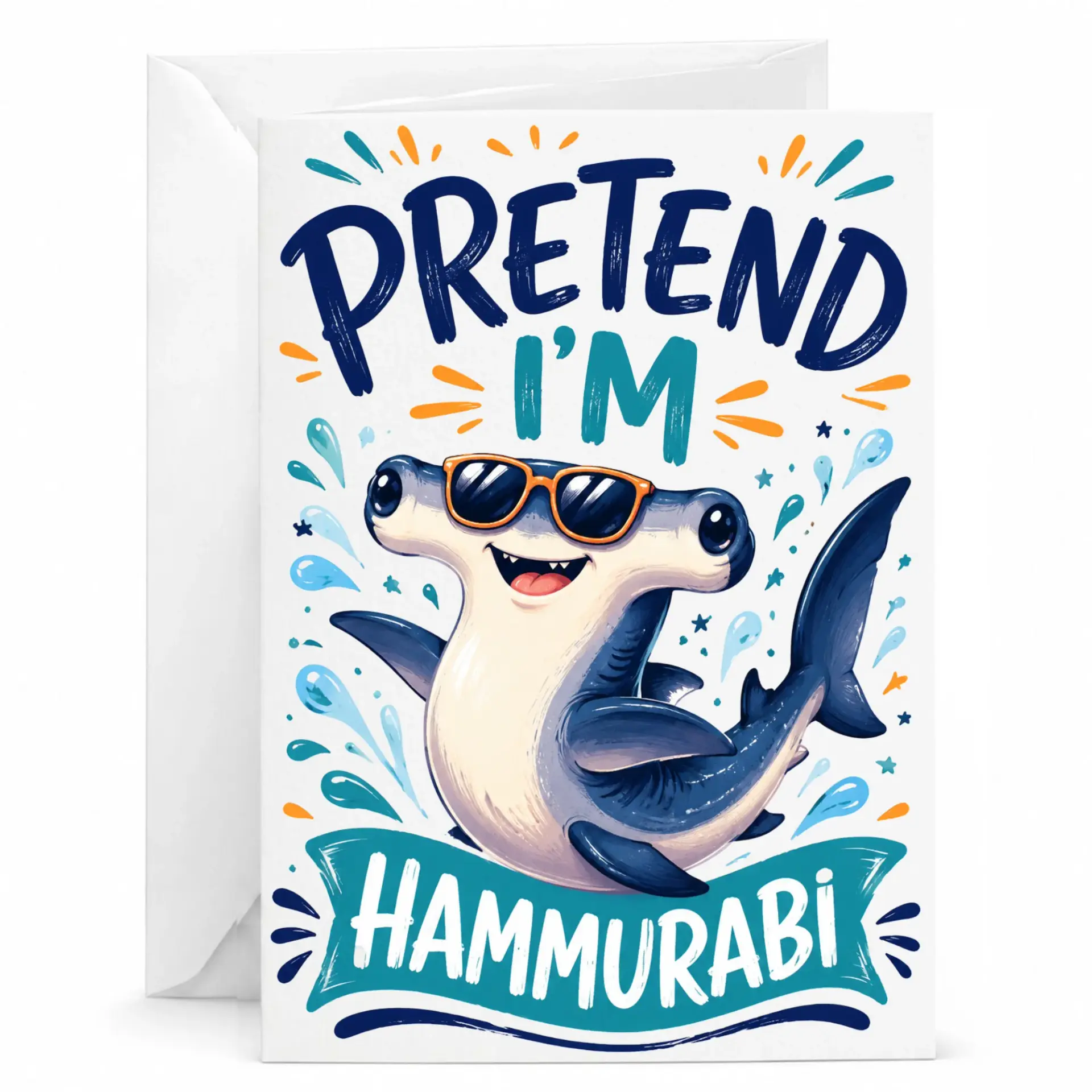 Funny Hammerhead Shark Greeting Card Pun Birthday Cute Ocean Animal Note for Encouragement or Anniversary
