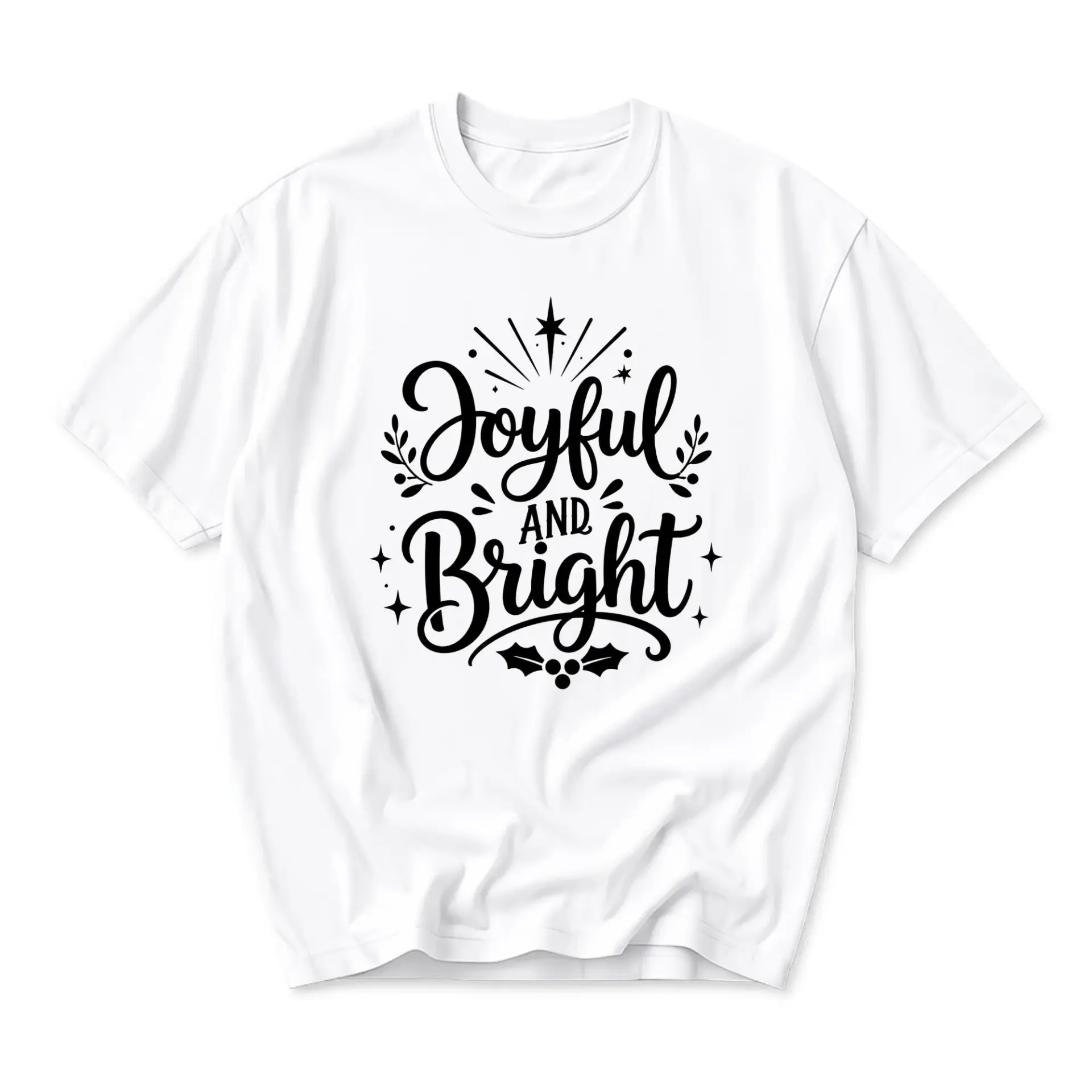 T-shirt Joyful and Bright Graphic Tee Casual Holiday Season Inspired Unisex Crew Neck Soft Cotton Everyday Top Shirt