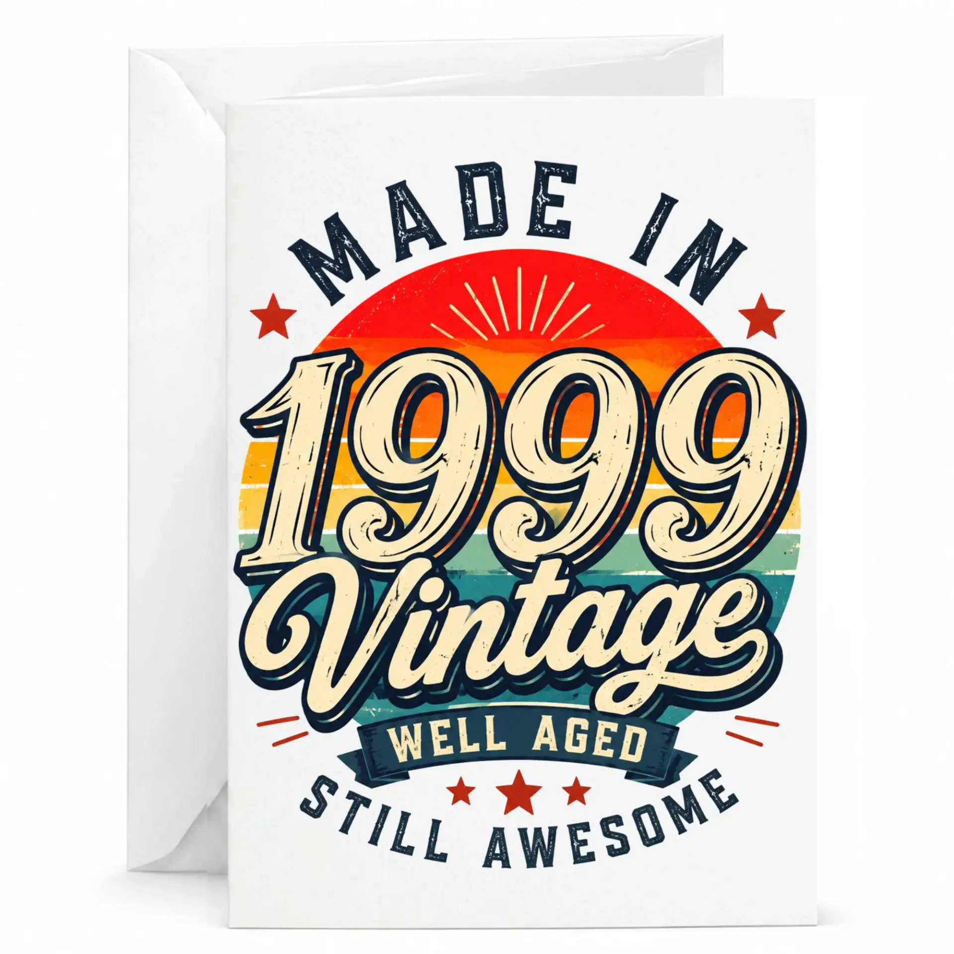 Birthday Card Made in 1999 Vintage Well Aged Still Awesome Funny Greeting Card for Milestone Celebration Anniversary