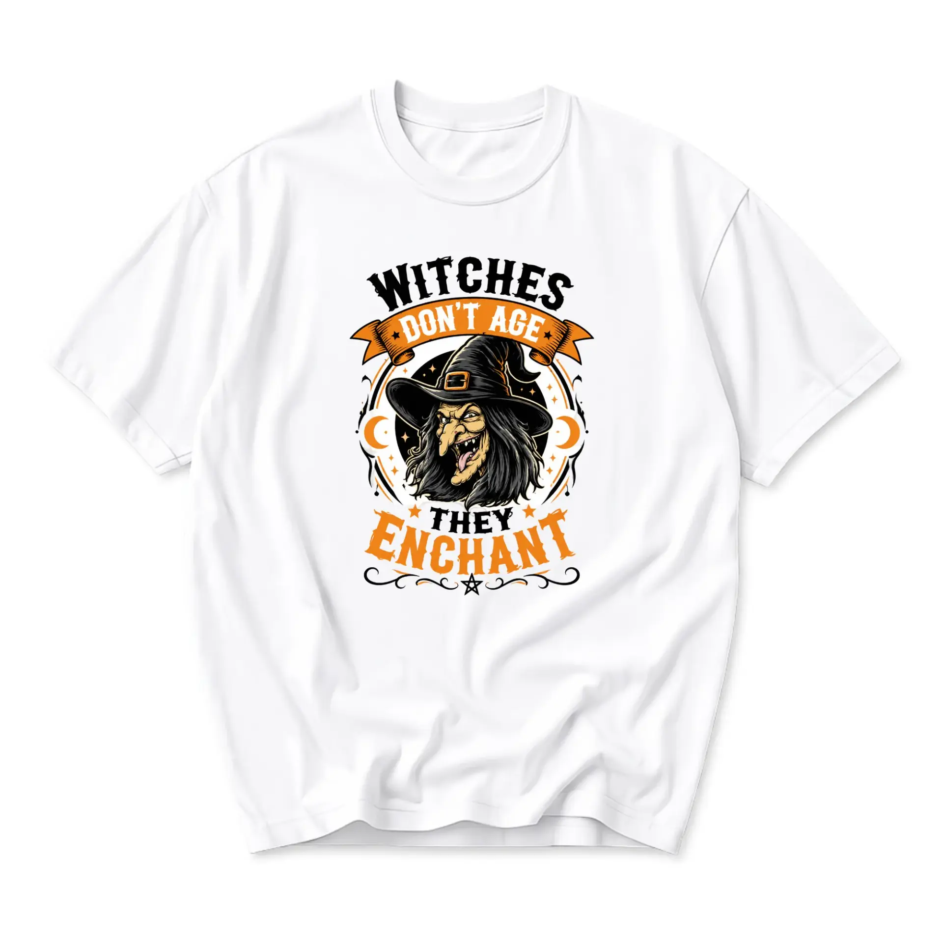 Funny Shirt Witches Dont Age They Enchant Graphic Printed Tee Casual Everyday Apparel Unisex Crew Neck Short Sleeve Top