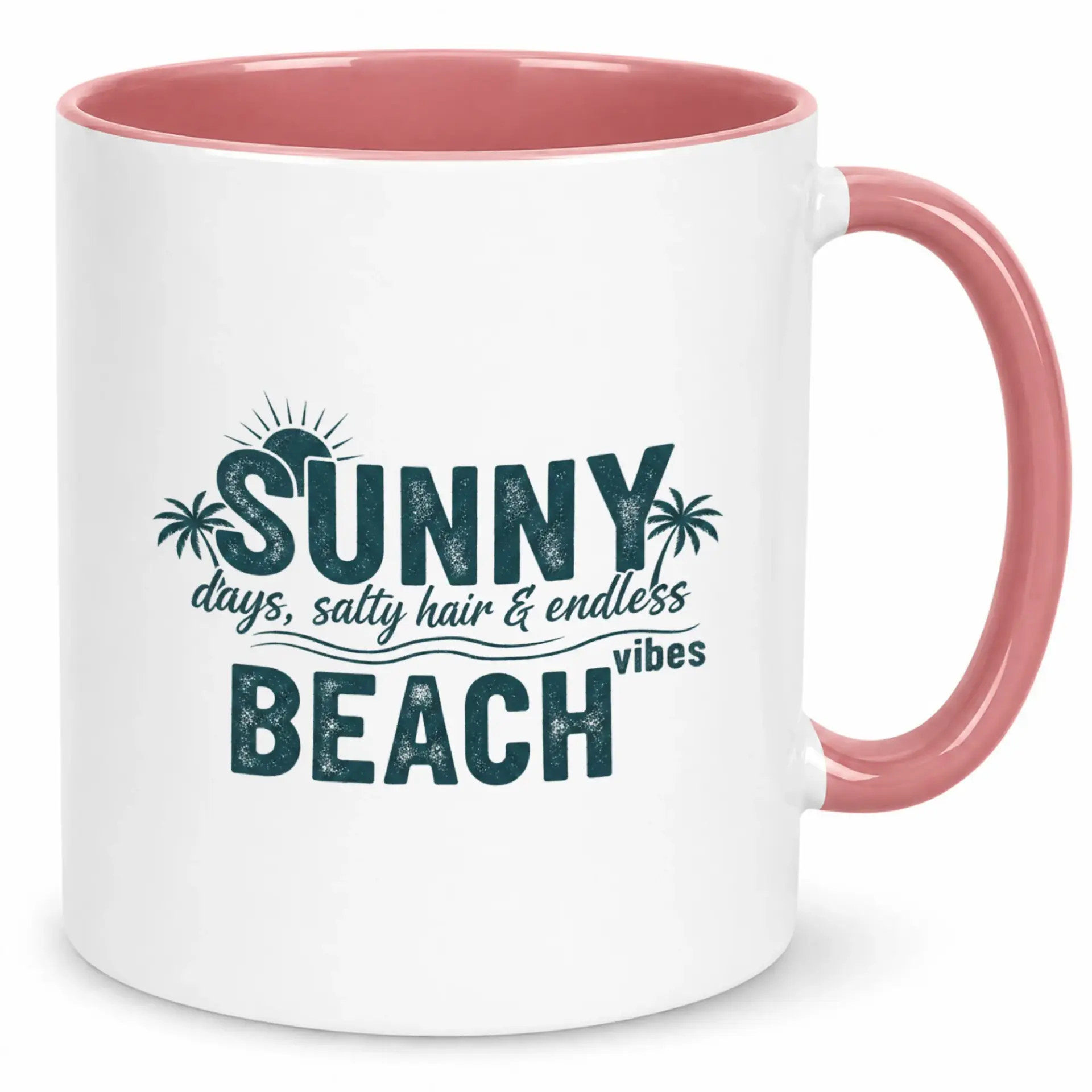 Coffee Mug White Ceramic Beach Themed Design with Sunny Days Salty Hair and Endless Vibes Quote Vacation Souvenir Drinkware