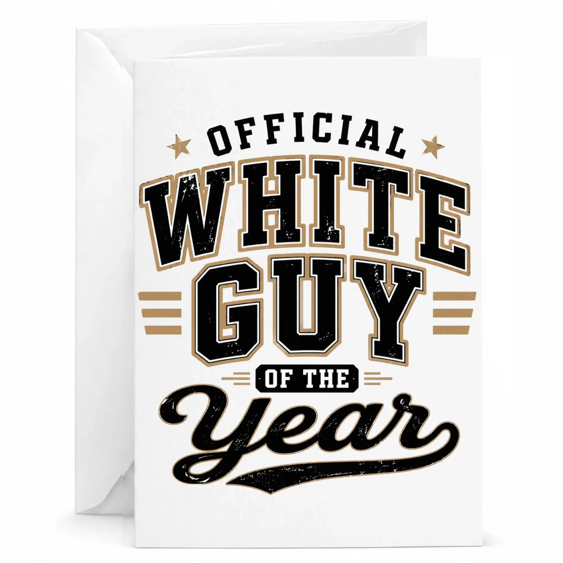 Funny Greeting Card Official White Guy of the Year Award Novelty Stationery for Birthday Anniversary and Recognition