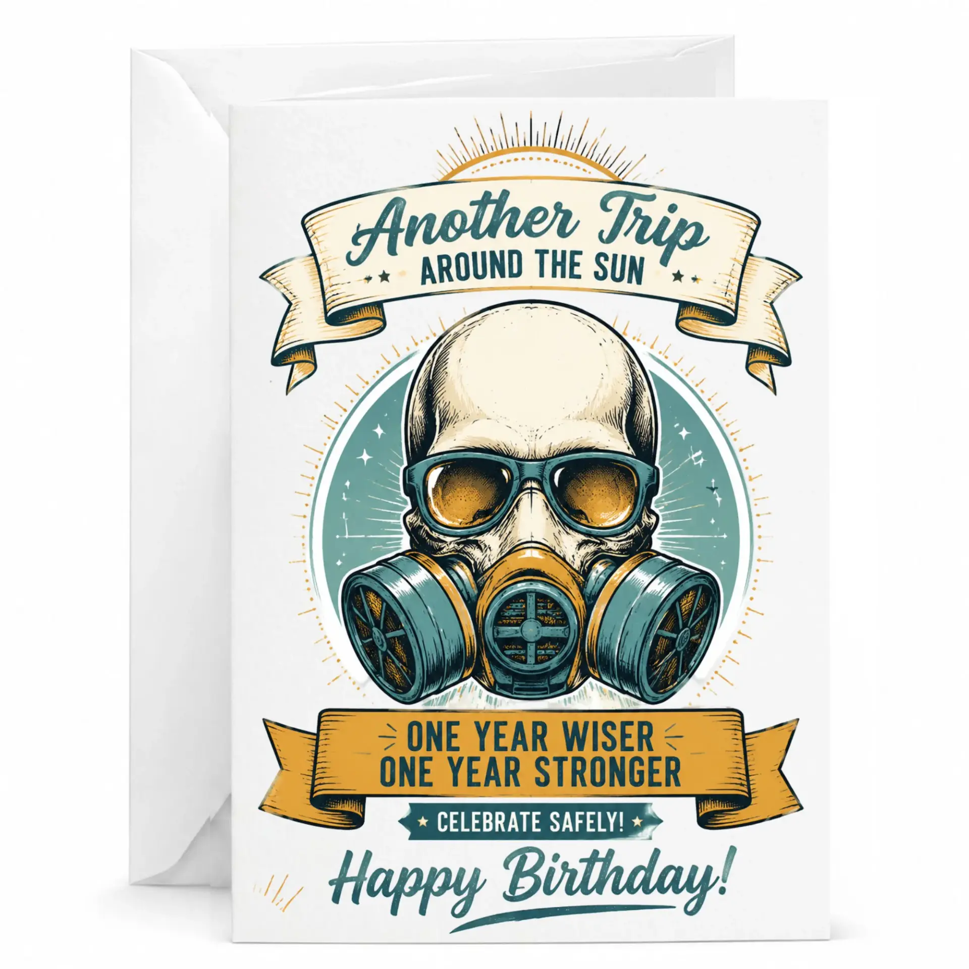 Funny Birthday Card Another Trip Around the Sun Skull Design Greeting Card for Friends and Family Members