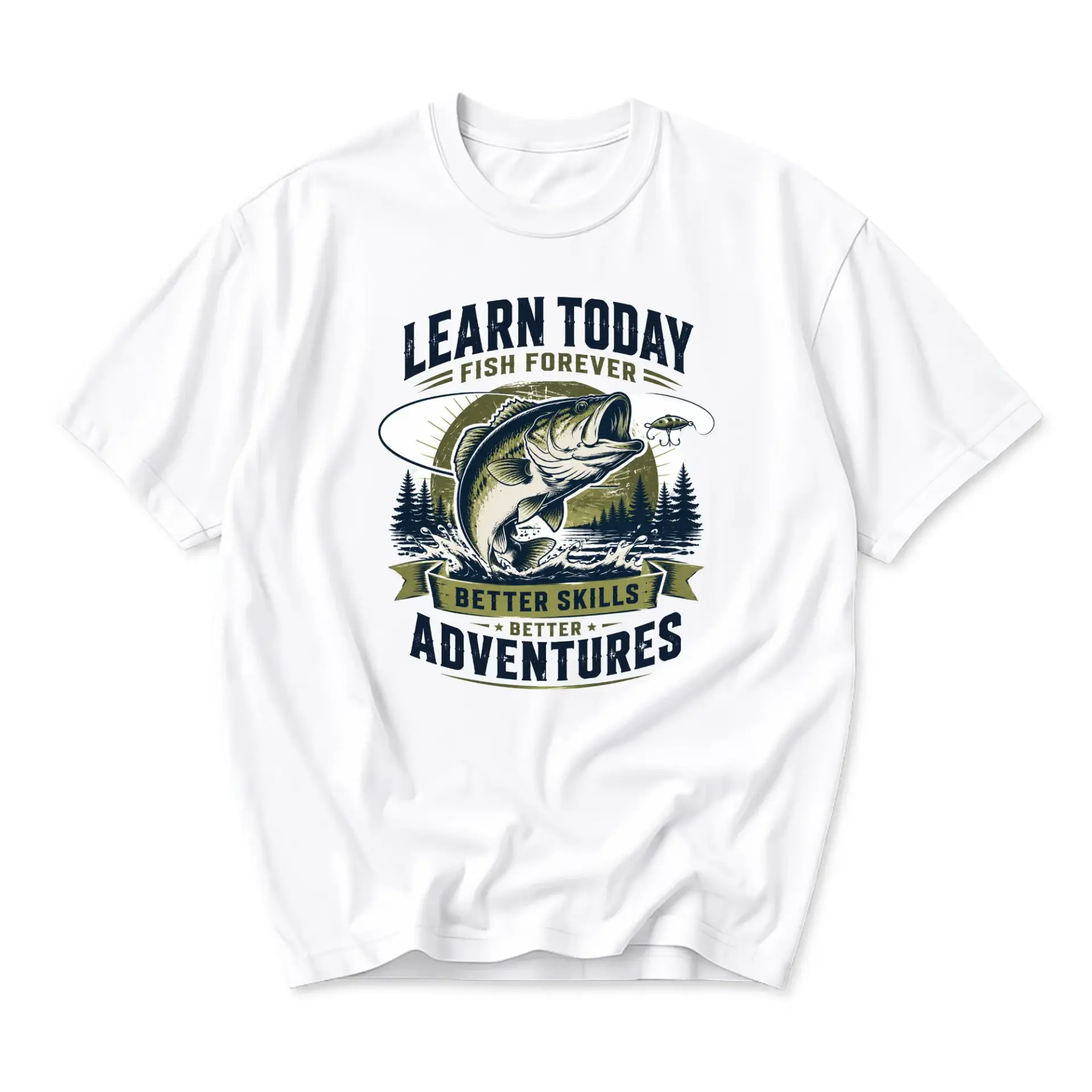 Graphic Tee Learn Today Fish Forever Fishing Adventure Shirt Unisex Casual