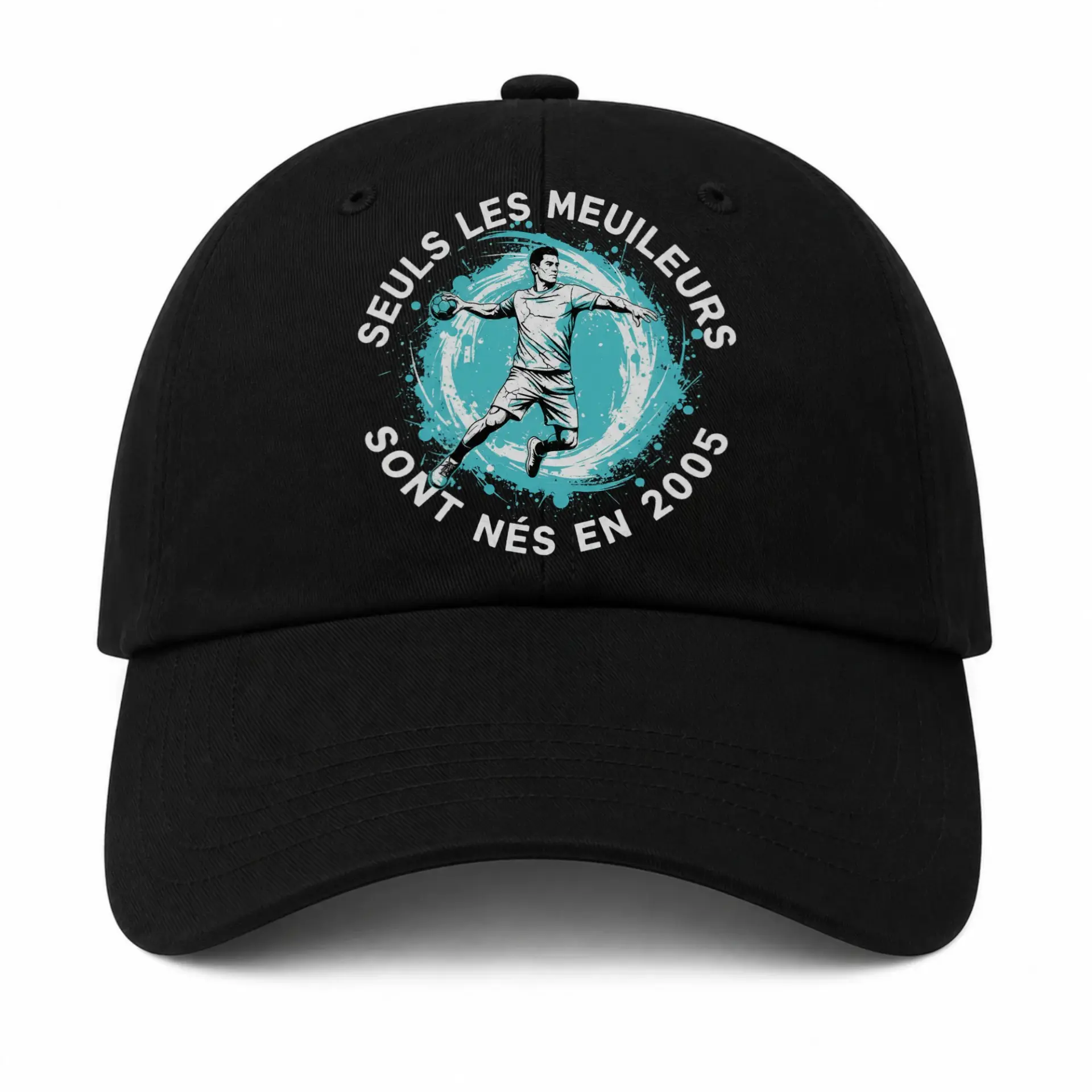 Baseball Cap Featuring Dynamic Handball Player Sport Graphic Design