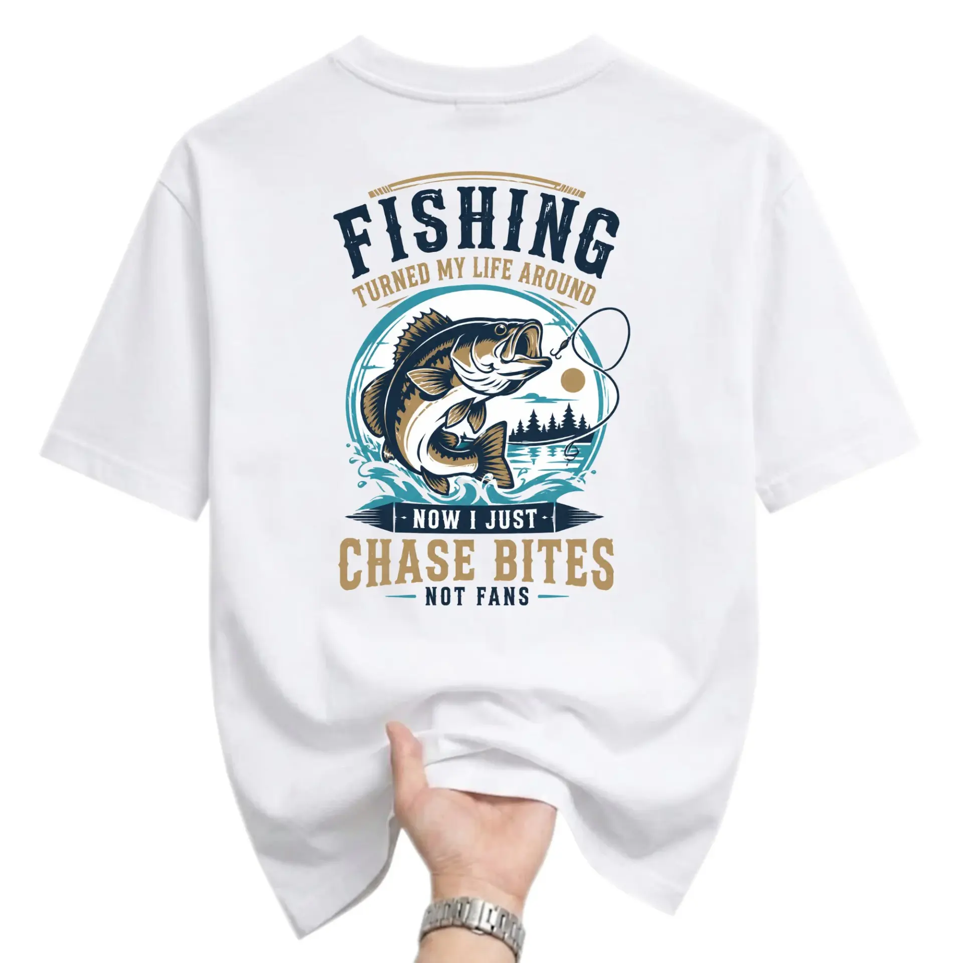 Funny Shirt Fishing Turned My Life Around Graphic Tee Unisex Casual Apparel