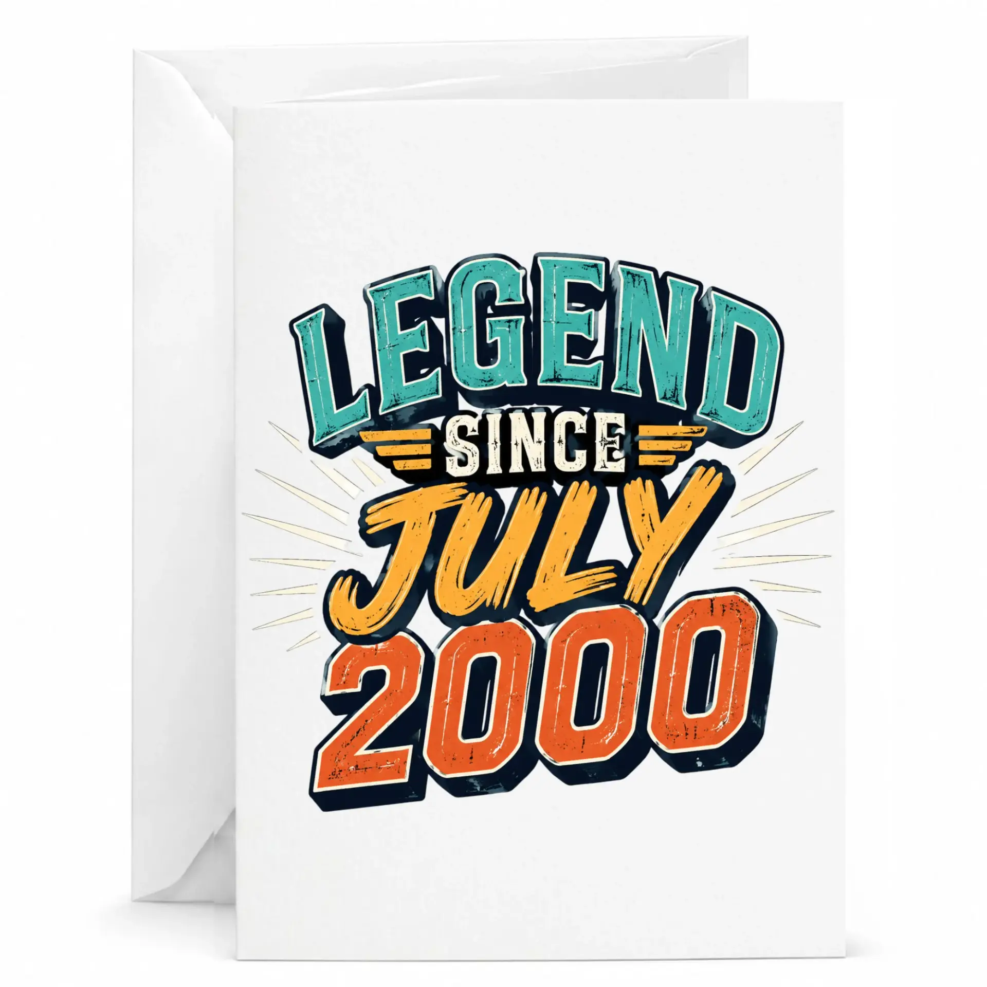 Birthday Card Legend Since July 2000 Vintage Style Milestone Celebration Greeting Card with White Envelope