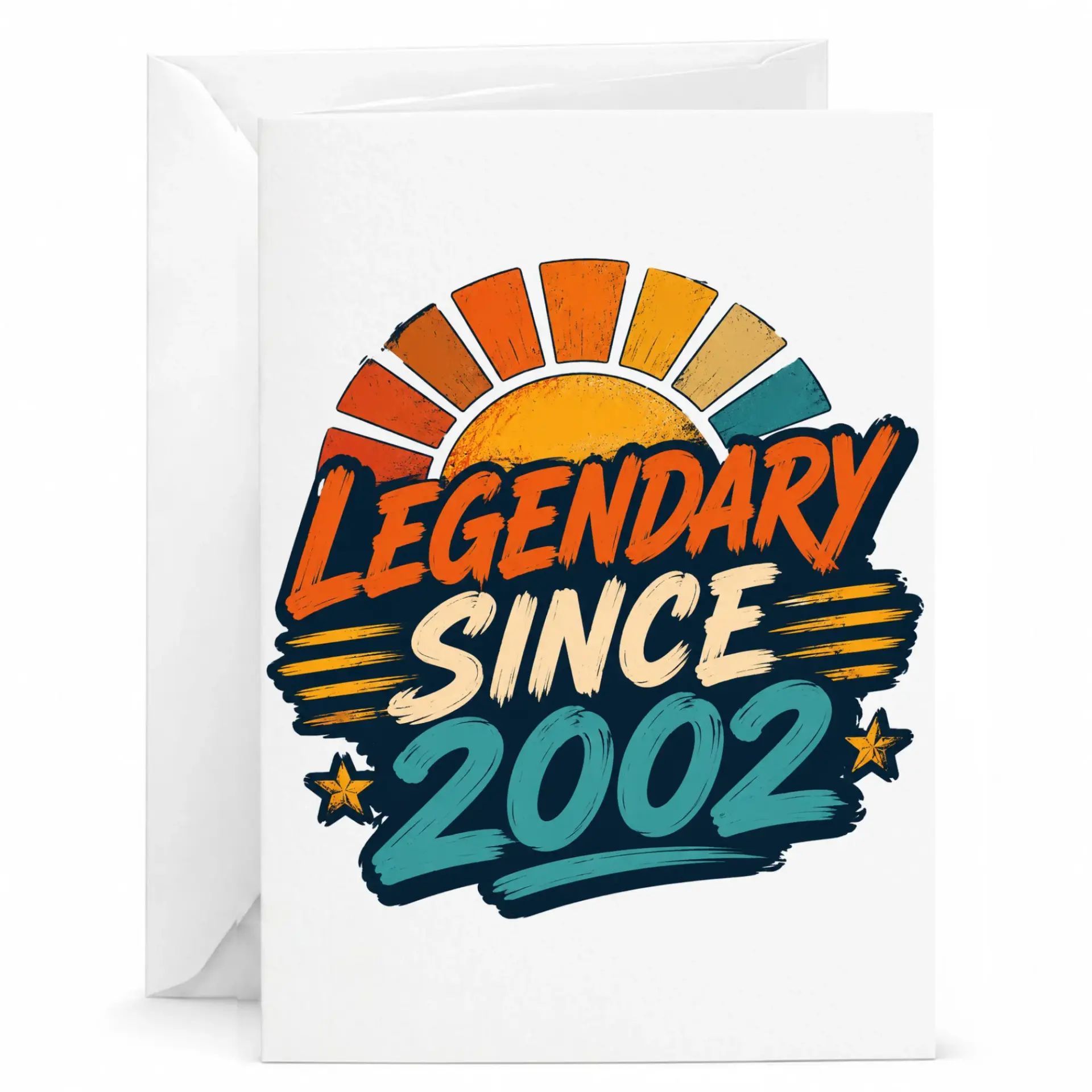 Birthday Card Legendary Since 2002 Retro Vintage Sunset Design Greeting Card for Milestone Celebrations