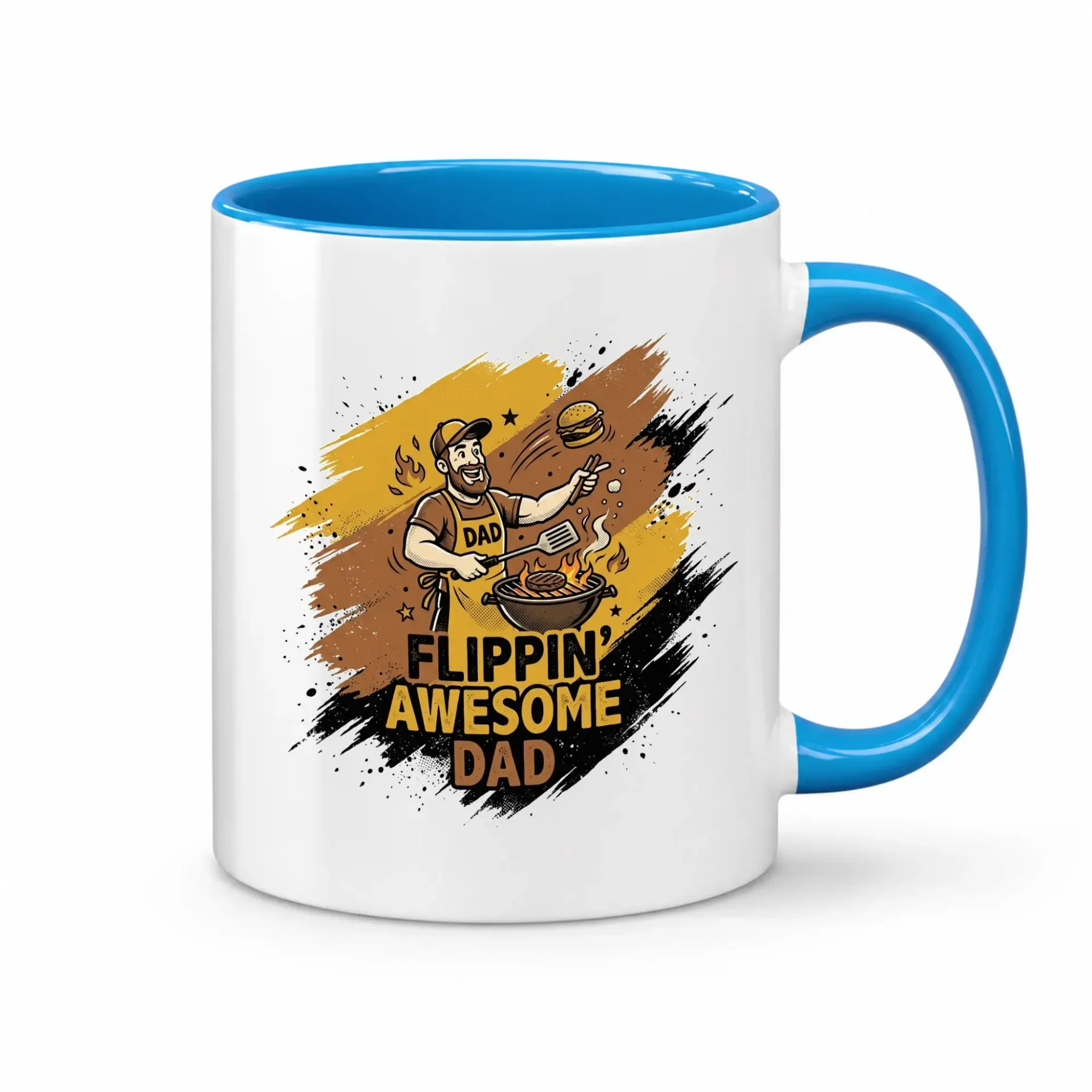 Flippin Awesome Dad Ceramic Coffee Mug Funny Grilling Theme Drinkware Gift for Father Husband or Grandfather