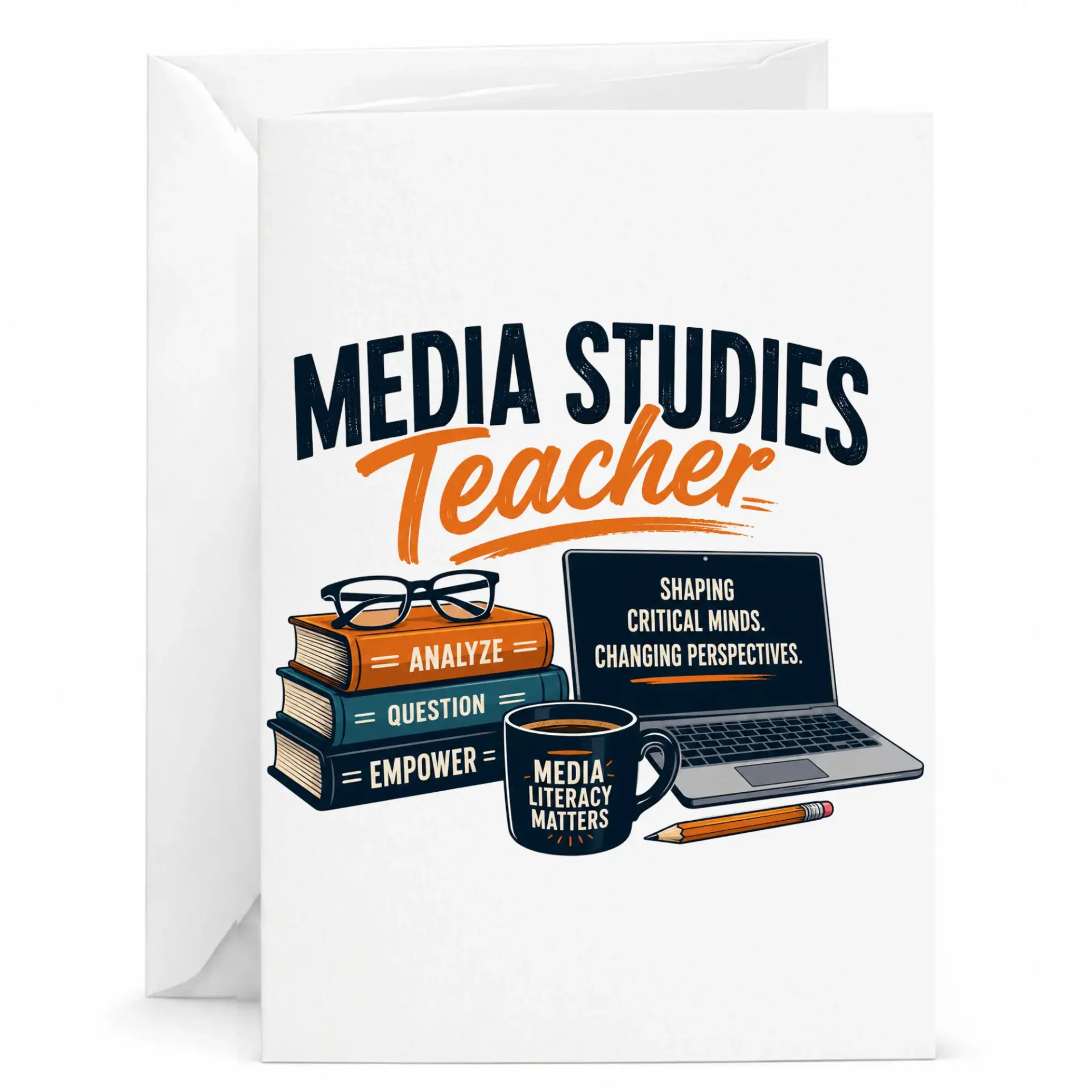 Personalized Media Studies Teacher Appreciation Greeting Card 5x7 Inches