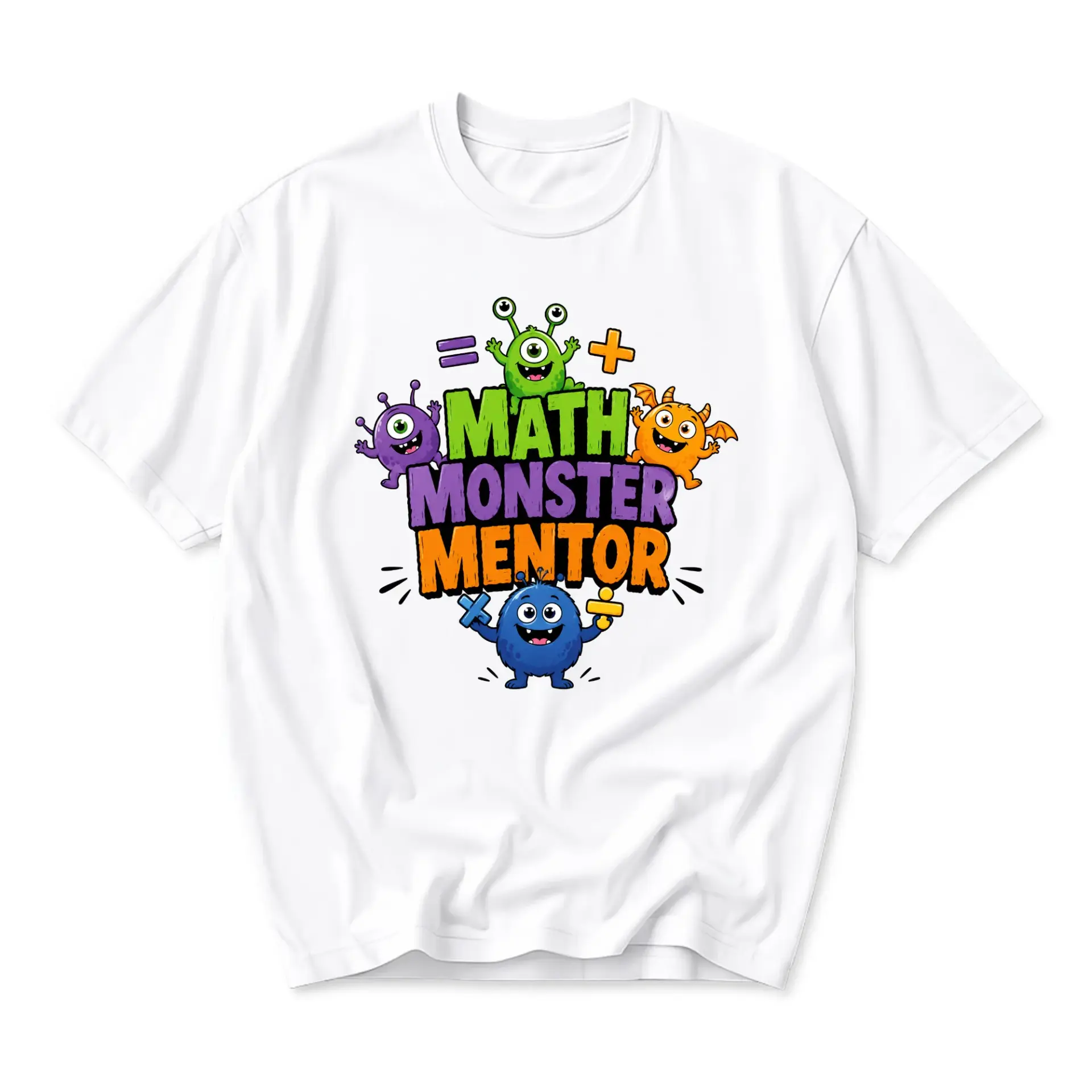 Funny Shirt Math Monster Mentor Graphic Tee Casual Unisex Crew Neck T-Shirt for Teachers Educators and Mathematicians