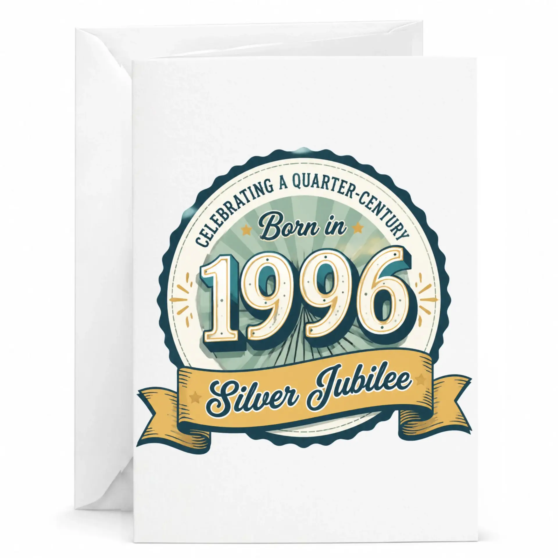 Birthday Card Celebrating a Quarter Century Born in 1996 Silver Jubilee Greeting Card for Milestone Anniversary