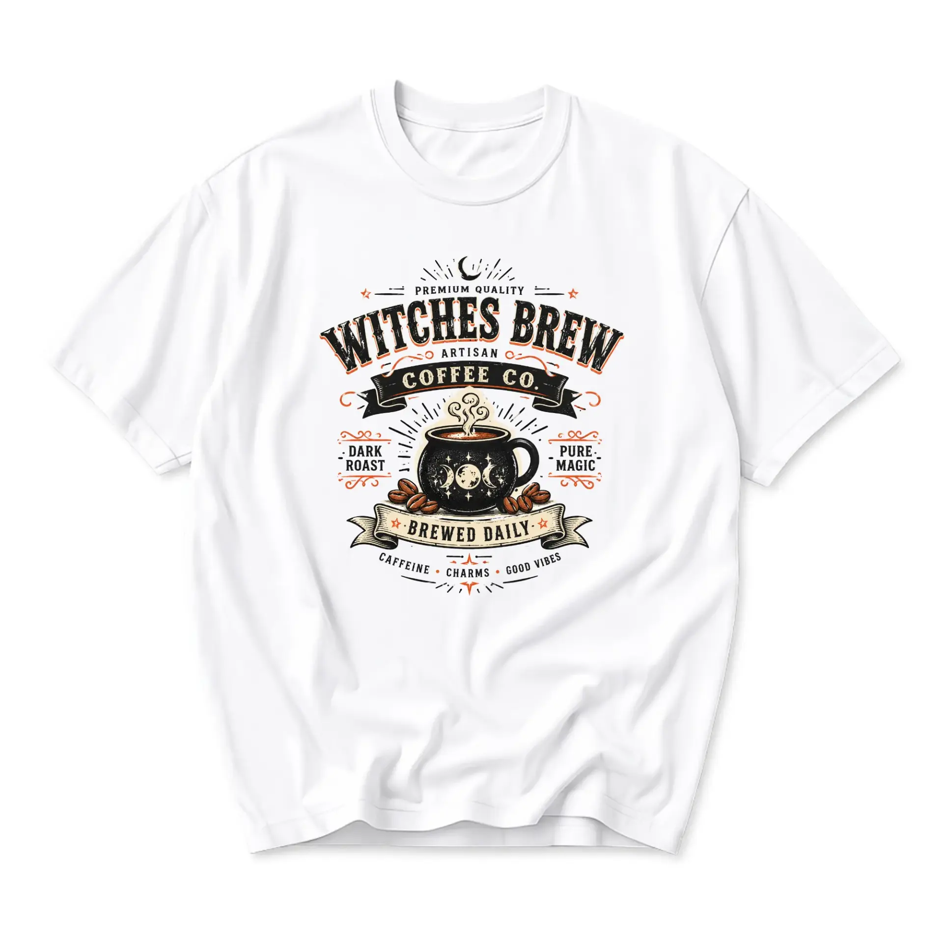 Graphic Tee Witches Brew Coffee Co Print Unisex Short Sleeve Crew Neck Cotton Casual Everyday Apparel Summer Shirt