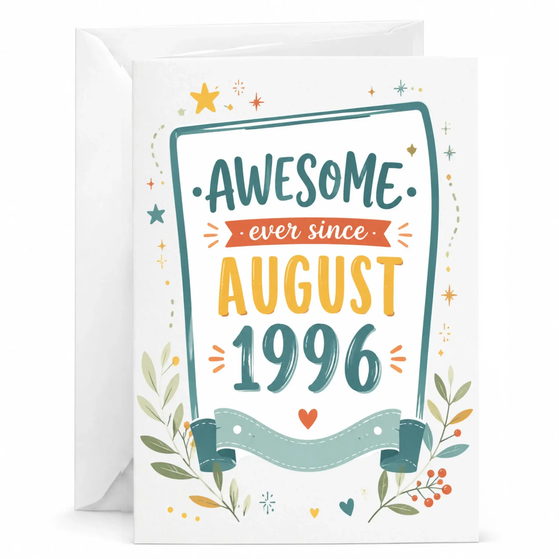 Birthday Card Awesome Ever Since August 1996 Greeting Card for Milestone Birthday Anniversary Celebration 5x7 Inch