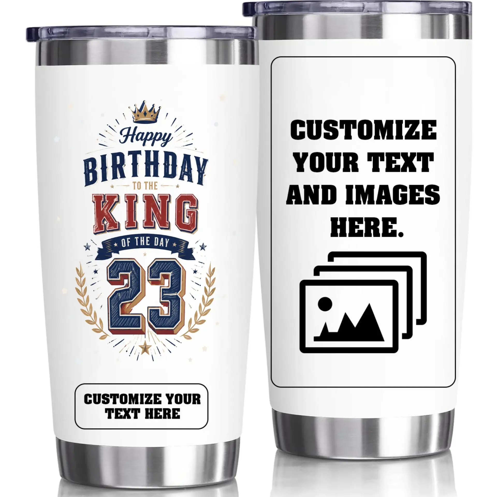 Stainless Steel Tumbler 20oz Personalized Birthday Gift Insulated Travel Cup with Custom Design for Cold and Hot Drinks