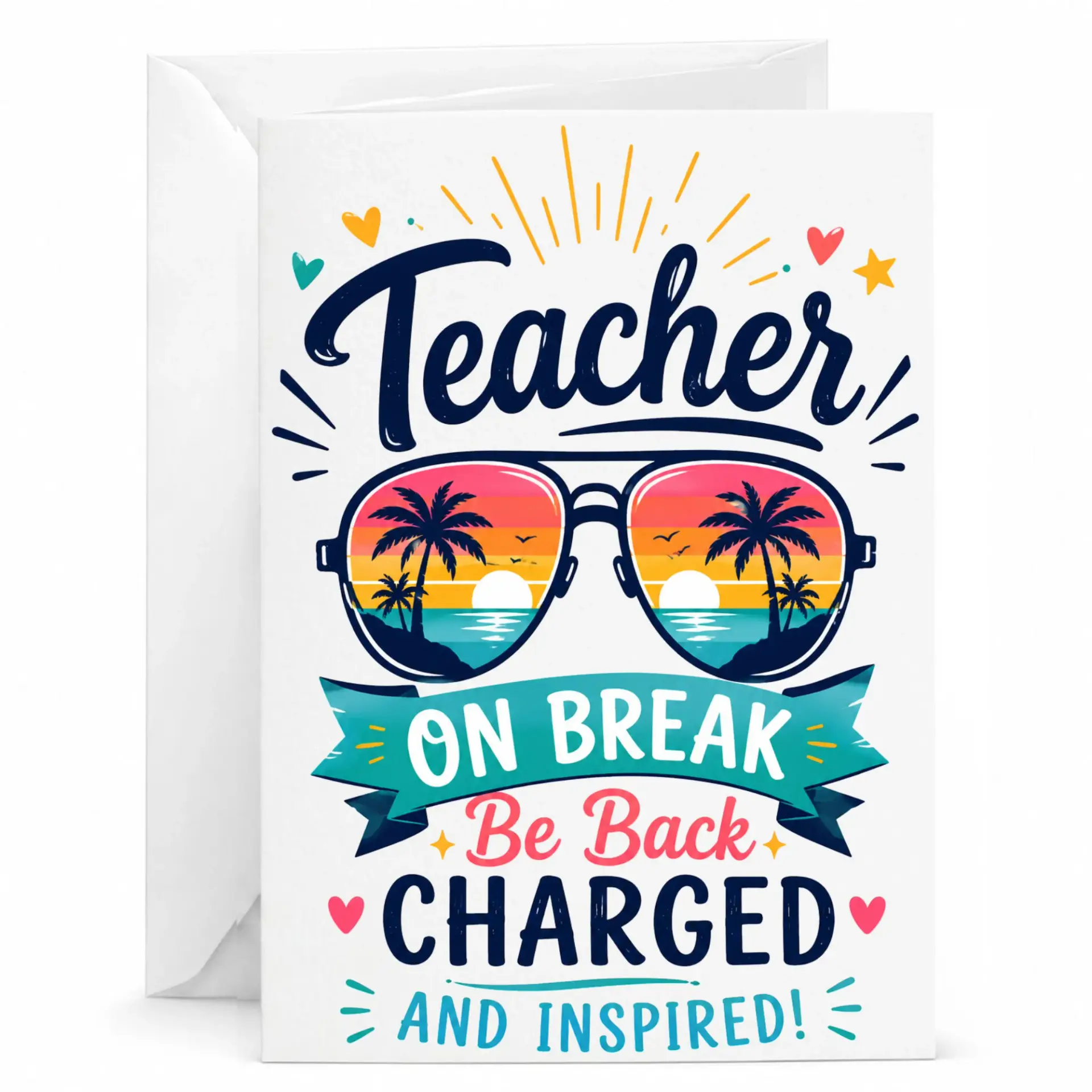 Funny Teacher Greeting Card on Break Summer Vacation Appreciation Gift for Educators Professional Stationery Note