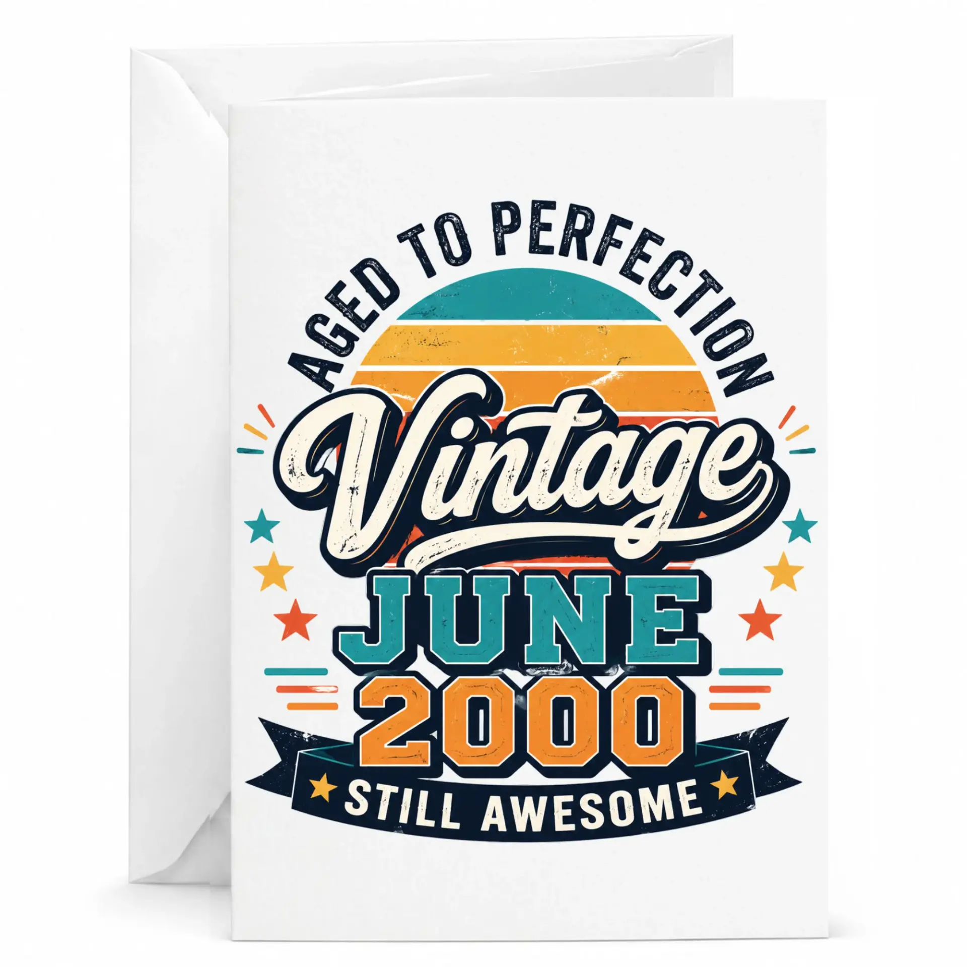 Birthday Card Aged to Perfection Vintage June 2000 Still Awesome Greeting Card for Milestone Celebrations and Birthdays