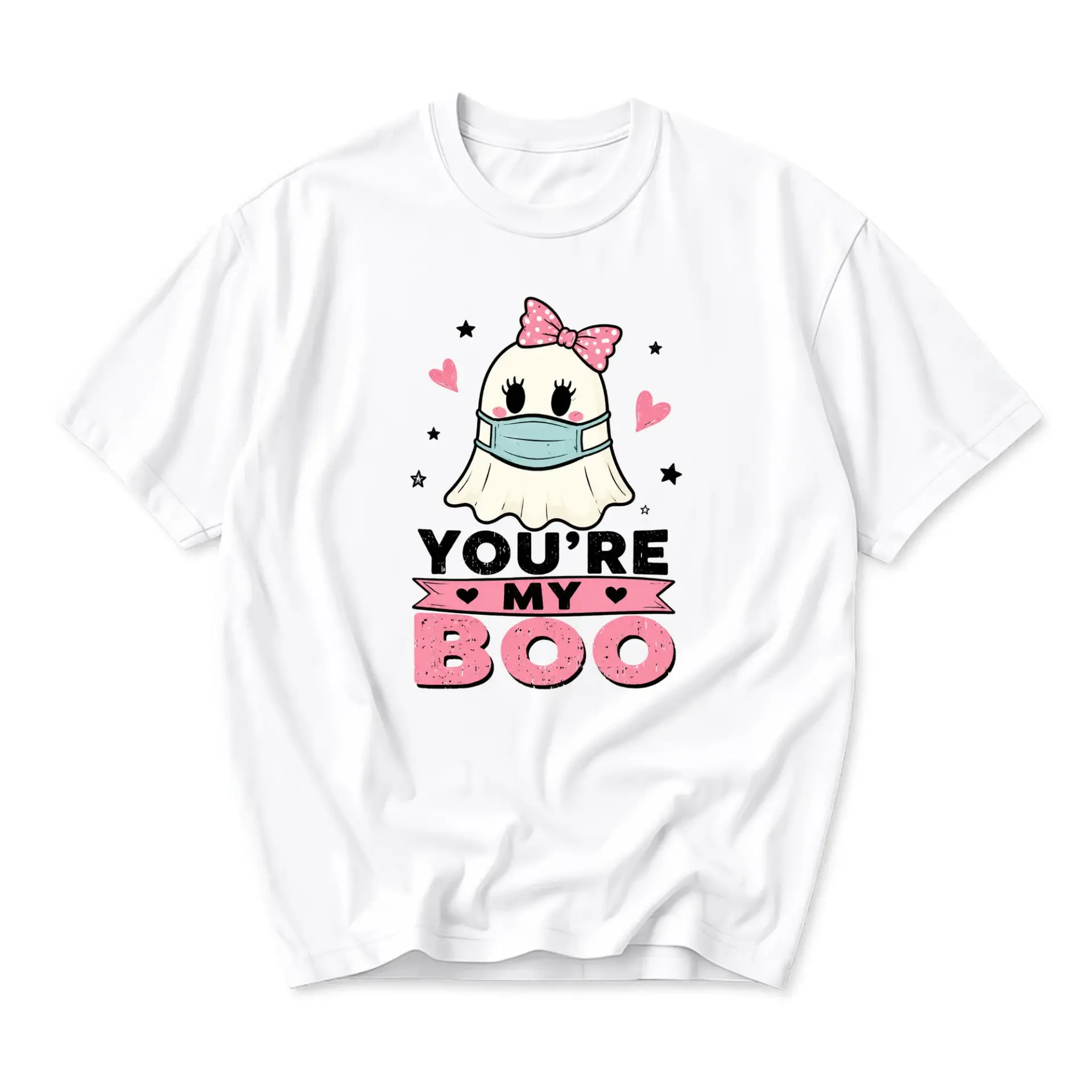 Graphic Tee You Are My Boo Ghost Shirt Cute Seasonal Unisex Crew Neck Short Sleeve Casual Cotton Blend Apparel