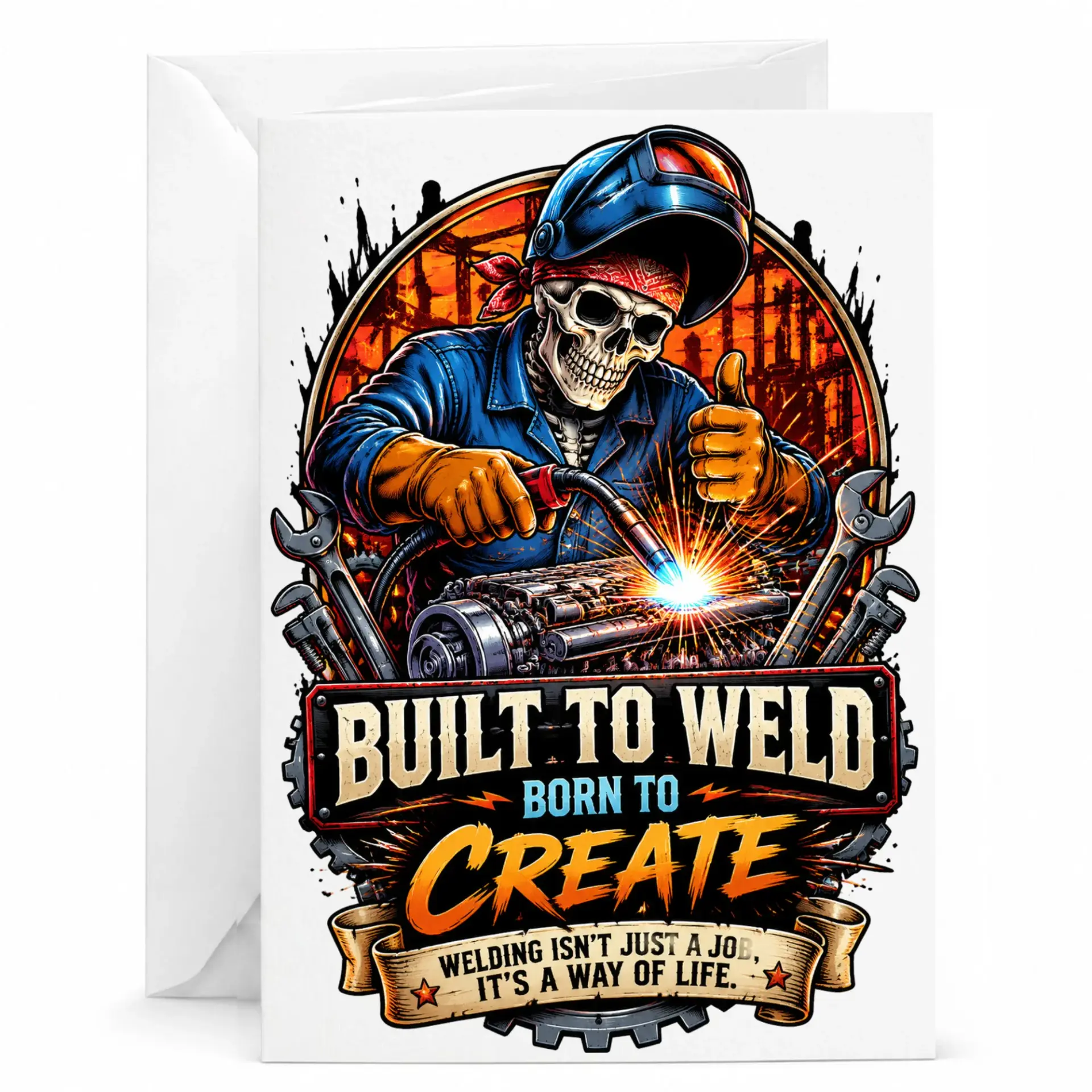 Funny Welder Greeting Card to Weld Born to Create Metalworker Gift Idea for Birthday Anniversary