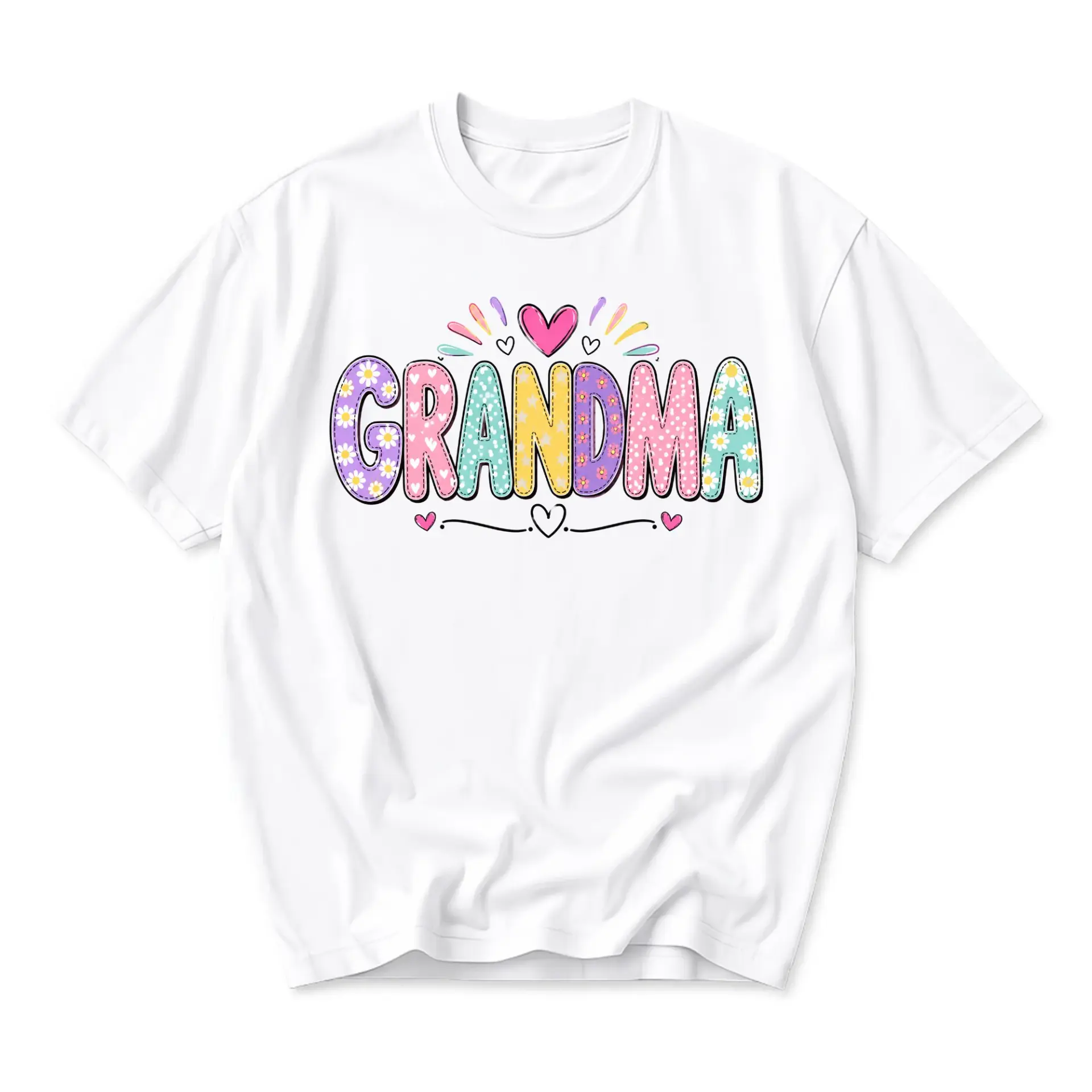 Graphic Tee Grandma Floral Print Shirt Unisex Casual Crew Neck Top Soft