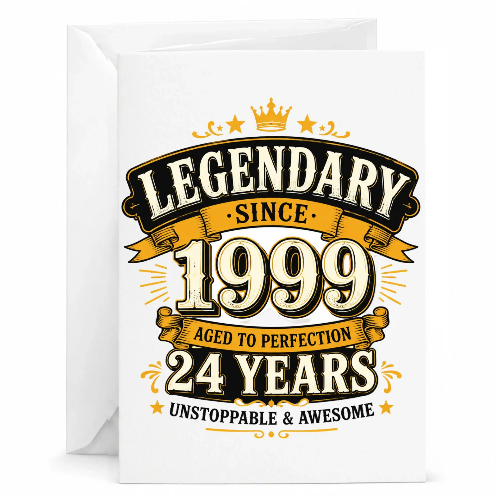 Birthday Card Legendary Since 1999 Aged to Perfection 24 Years Unstoppable and Awesome Funny Greeting Card for Milestone