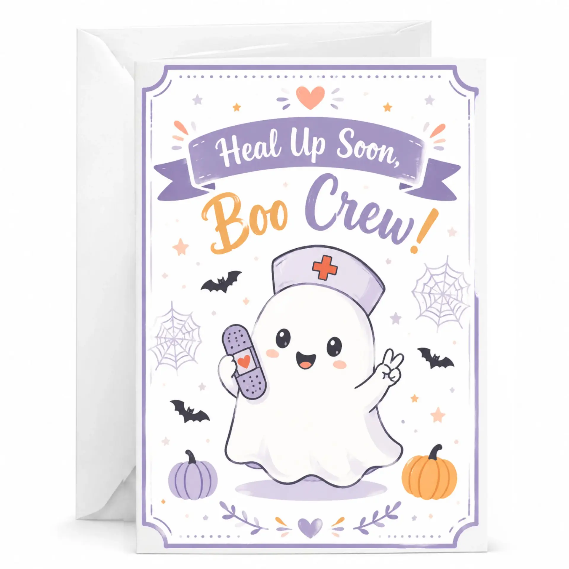 Funny Get Well Soon Greeting Card Cute Nurse Illustration Encouragement for Friends and Colleagues