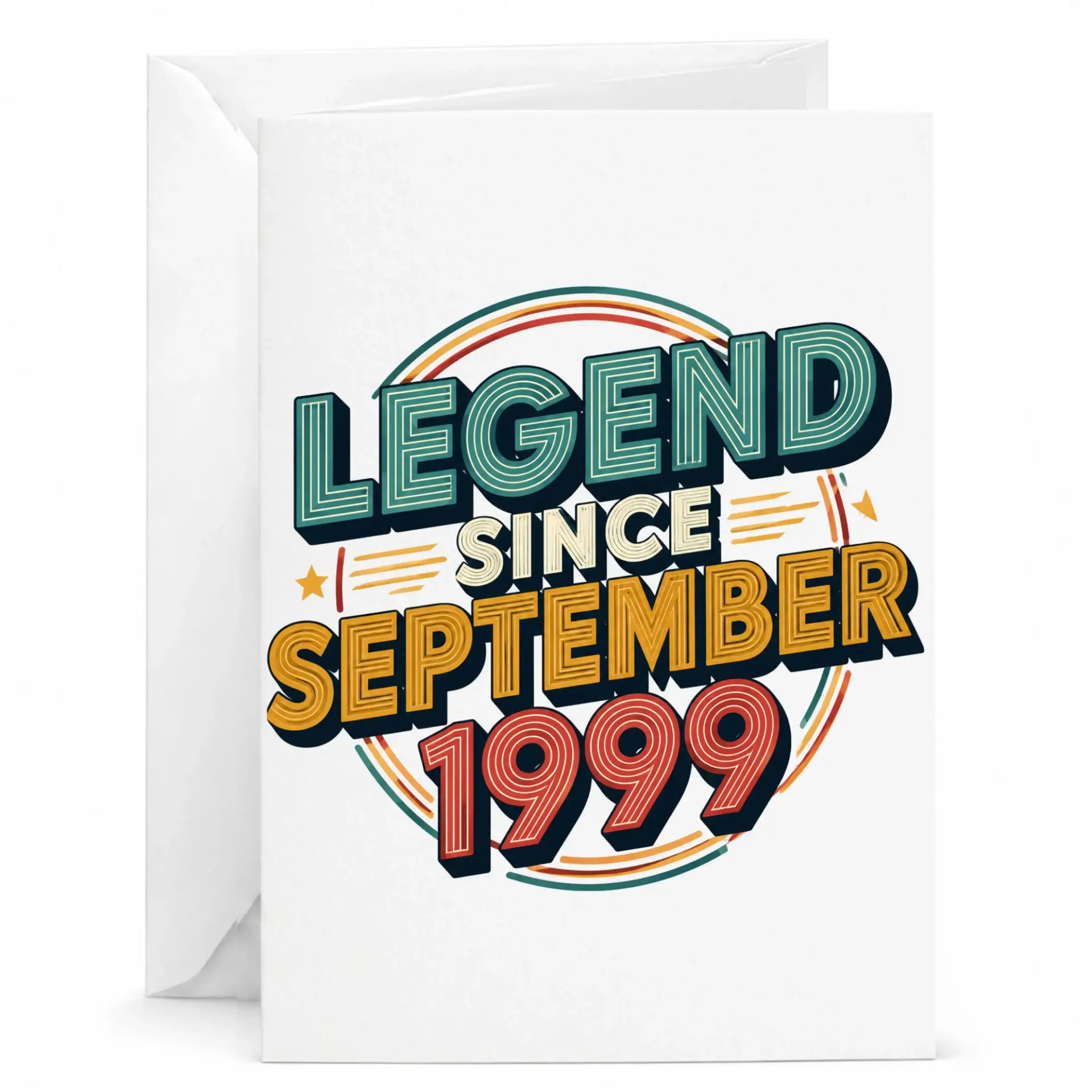 Greeting Card Legend Since September 1999 Vintage Style Birthday Milestone Achievement Anniversary Stationary