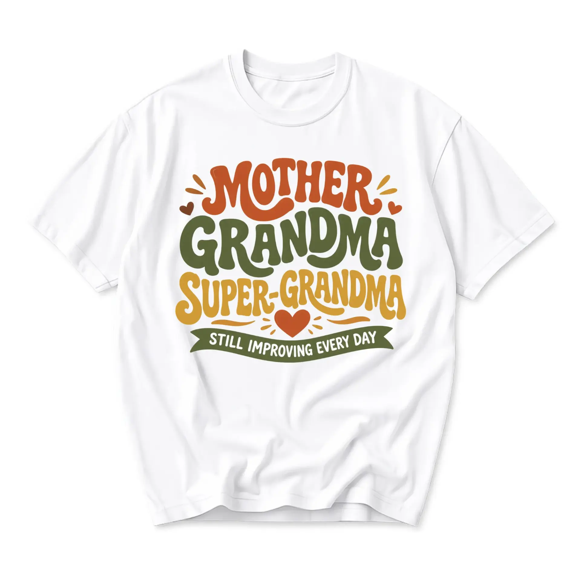 Graphic Tee Mother Grandma Super-Grandma Still Improving Every Day Unisex Casual Short Sleeve Crew Neck Cotton Shirt